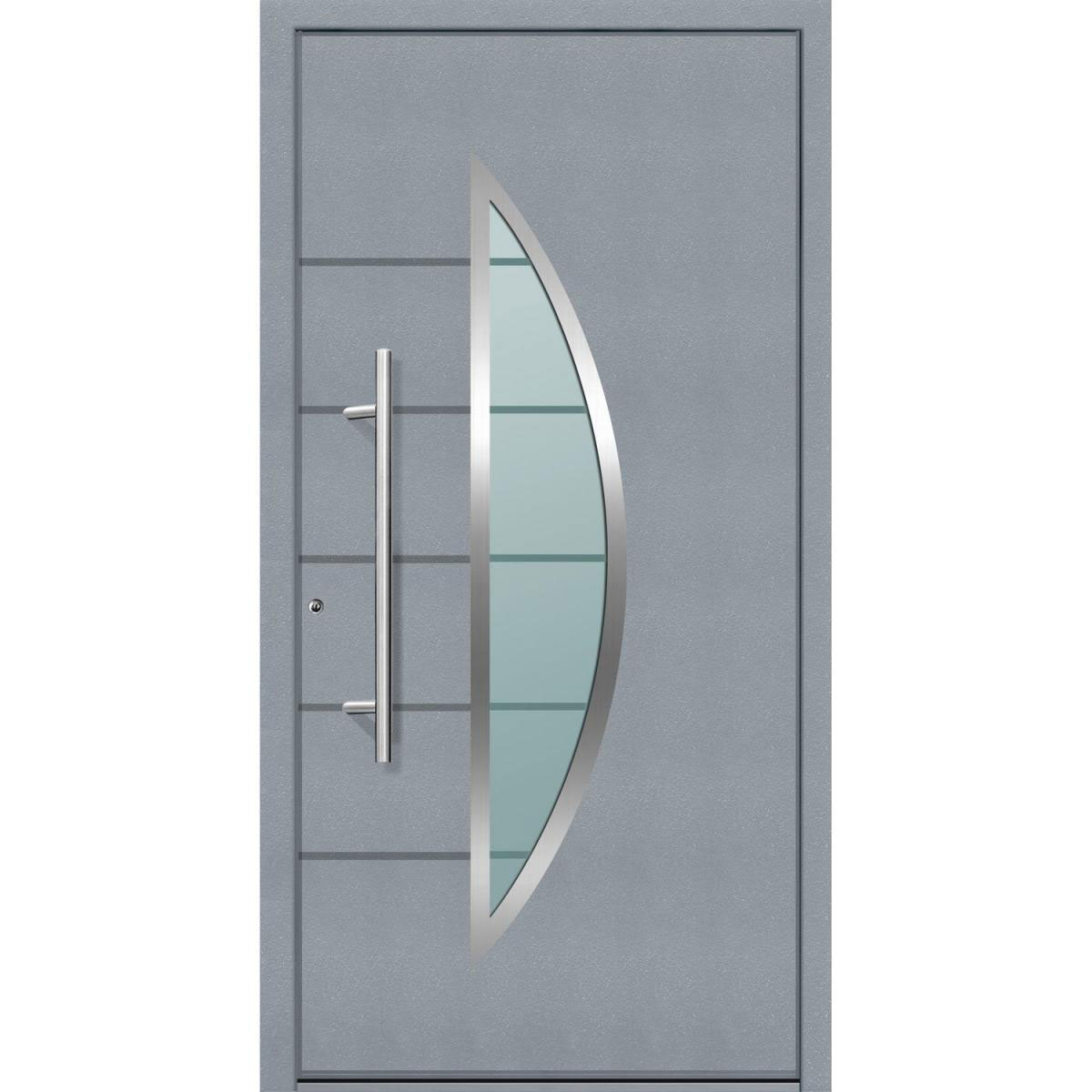 Aluminium Sicherheits-Haustür Sassari Superior 60 mm grau 110 x 210 cm Anschlag links inkl Griffset