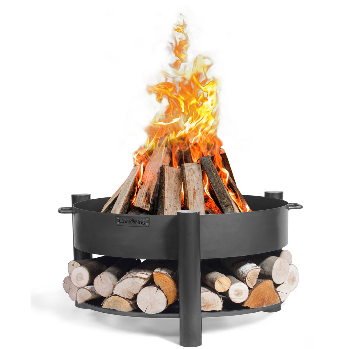 CookKing Feuerschale Montana 80 inkl. Holzlager 88x45cm Schwarz
