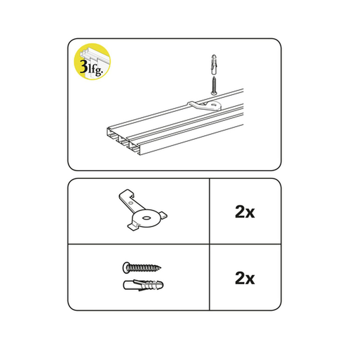 Gardinia Deckenträger für 3-läufige Flächenvorhangschienen silber Bild 3