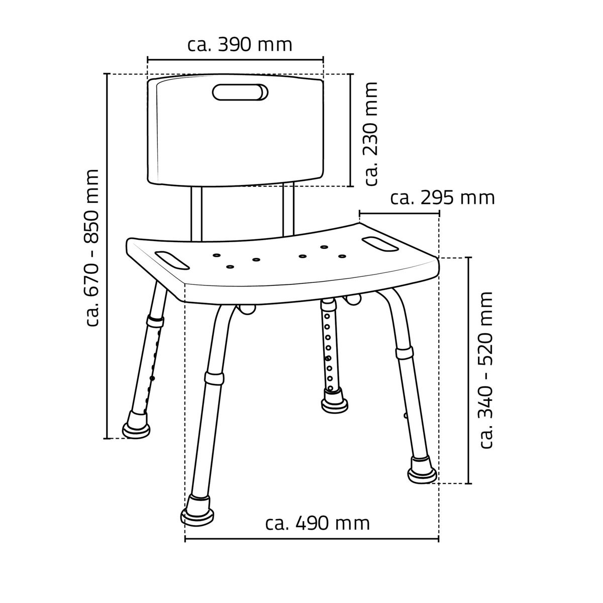 Ridder  Badezimmerstuhl Sam weiss bis 150 kg Bild 2