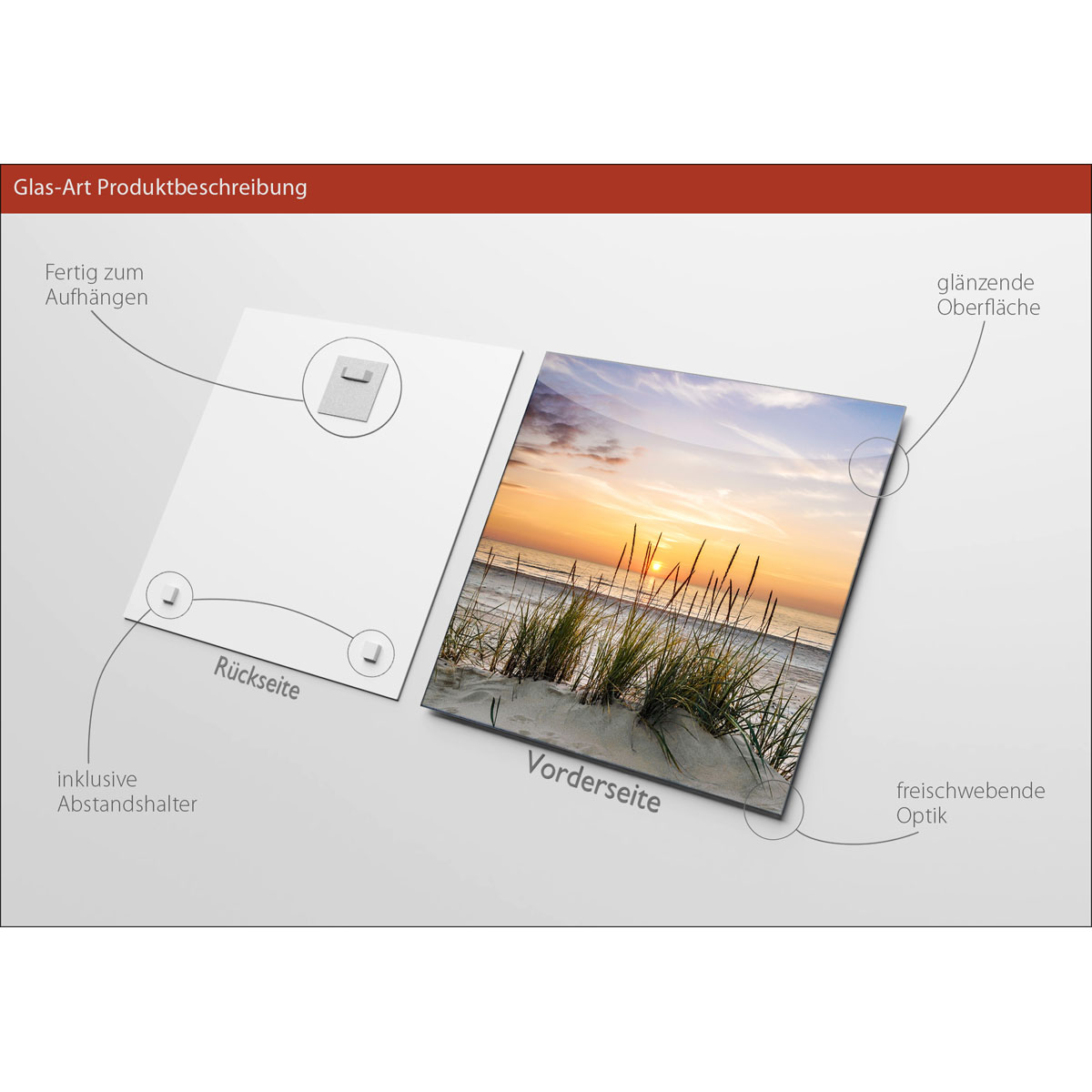 Glas-Art Lonely Dune 30 x 30 Glasbild Bild 3