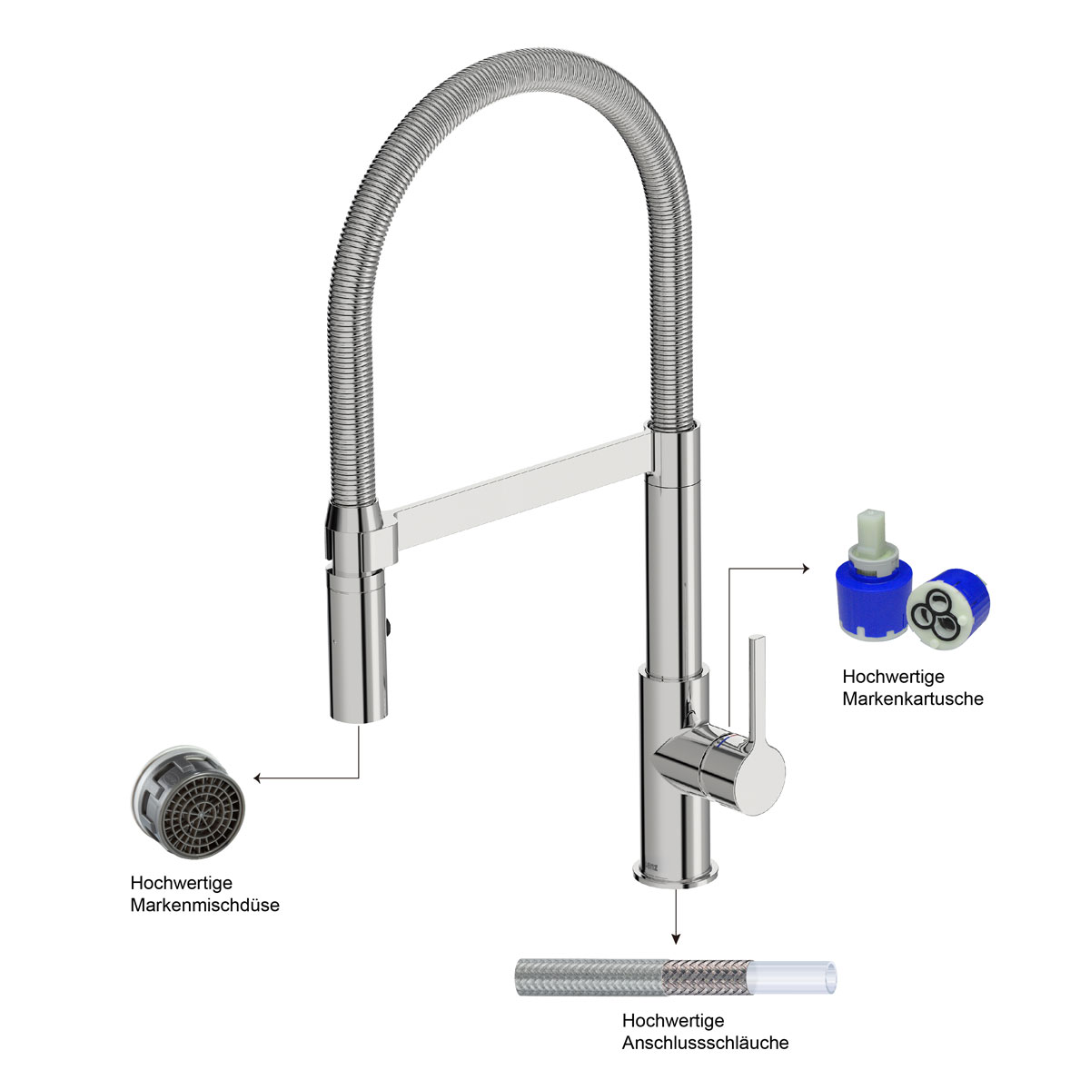 Lenz  Küchenarmatur ALUNA mit Pendelbrause schwarz Bild 4