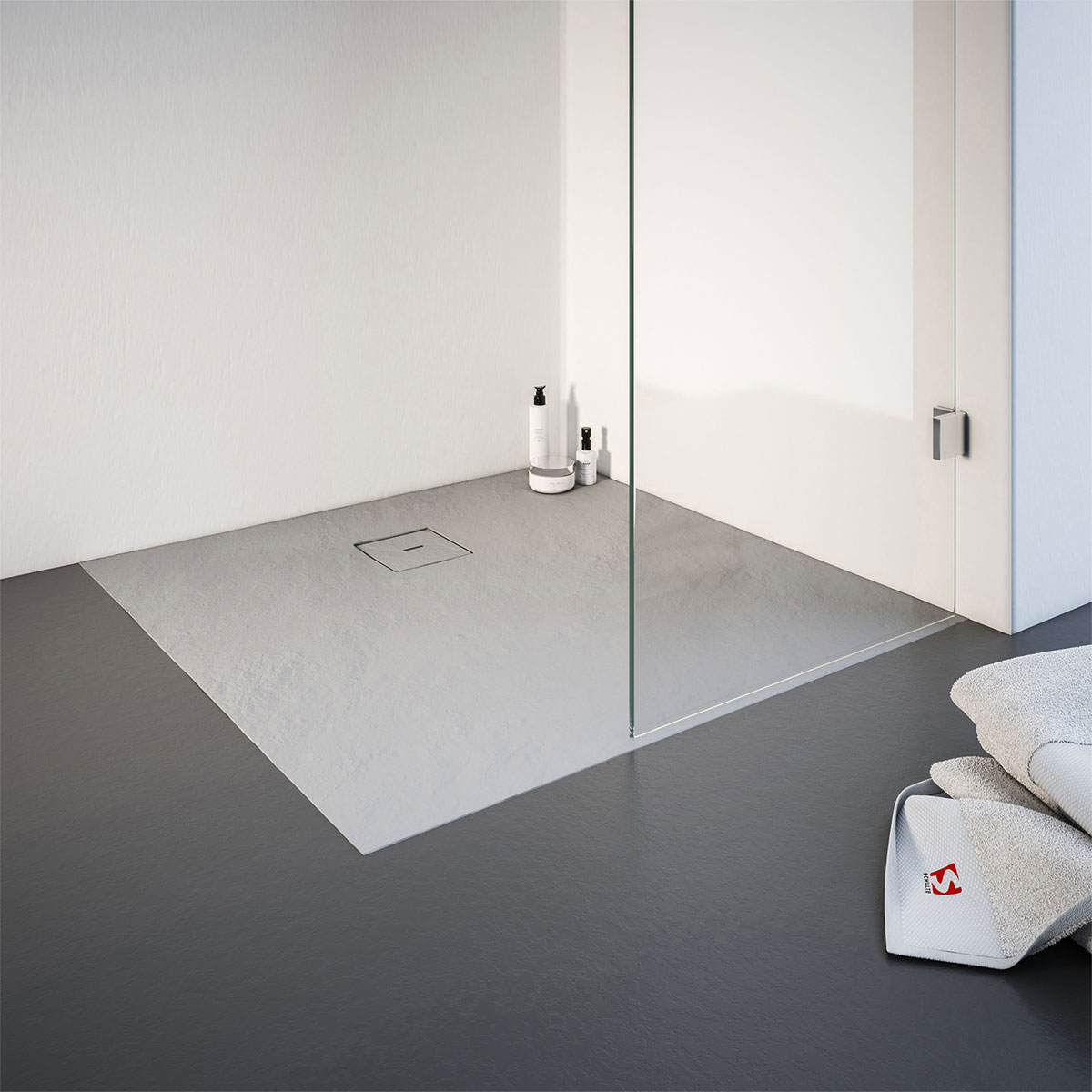 Schulte Express Plus Duschwa Mineralg Steinstr Quadrat -Plan 1200 x 1200 grau
