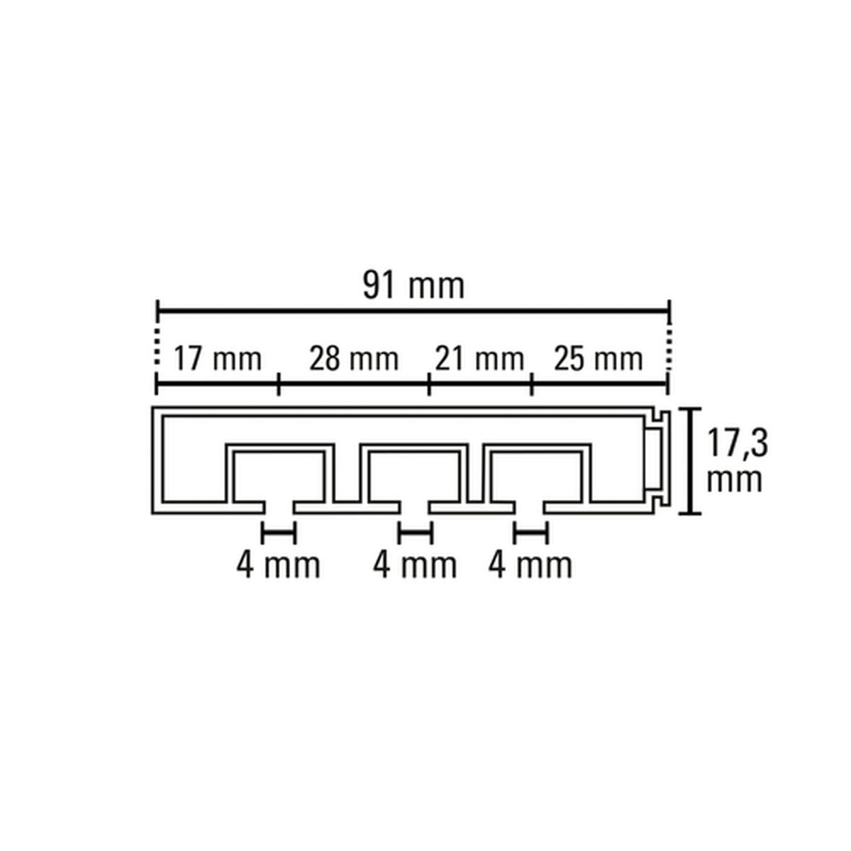 Gardinia Vorhangschiene GE3 210 cm mit Profil für Blendenbefestigung weiß Bild 7