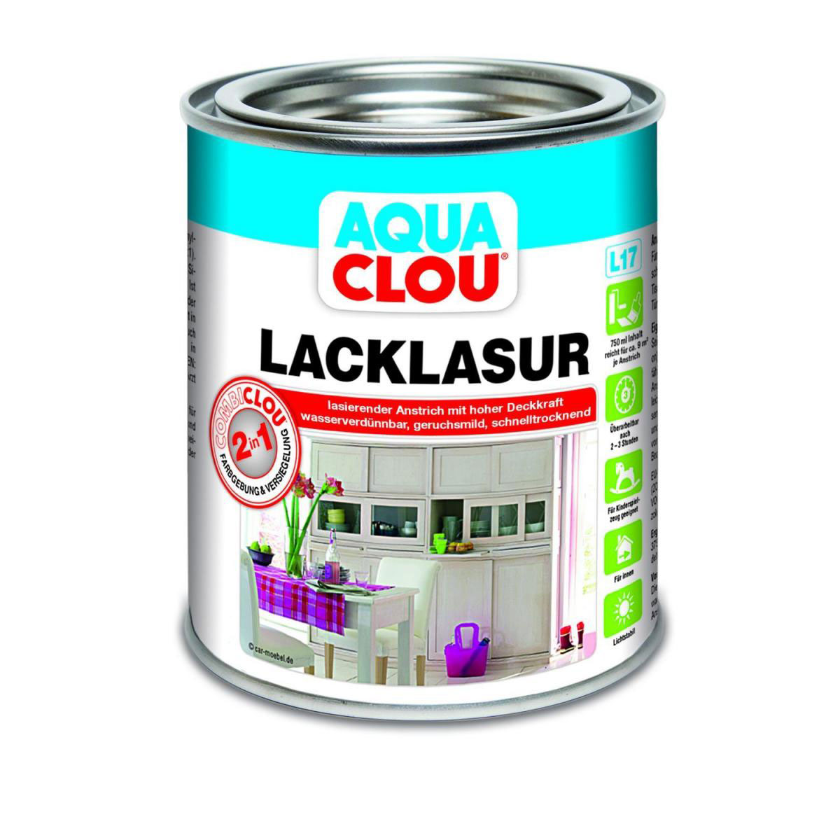 Clou L17 Aqua Lacklasur Eiche mittel 750 ml