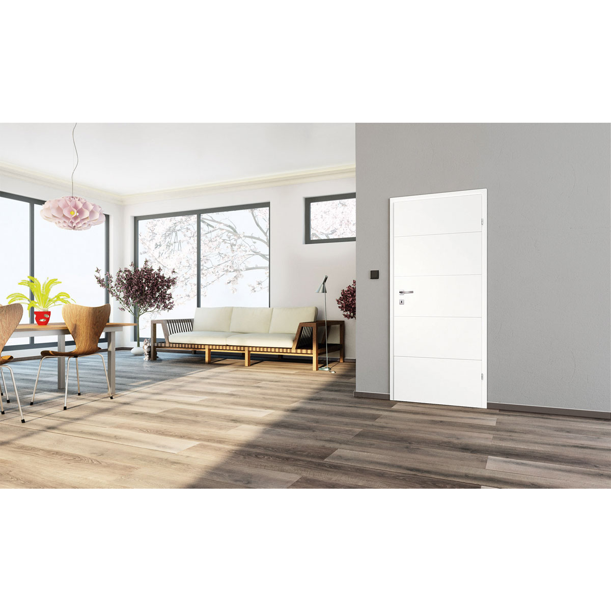 Zimmertür Sylt DIN R weiß 73,5 x 198,5 cm Bild 4