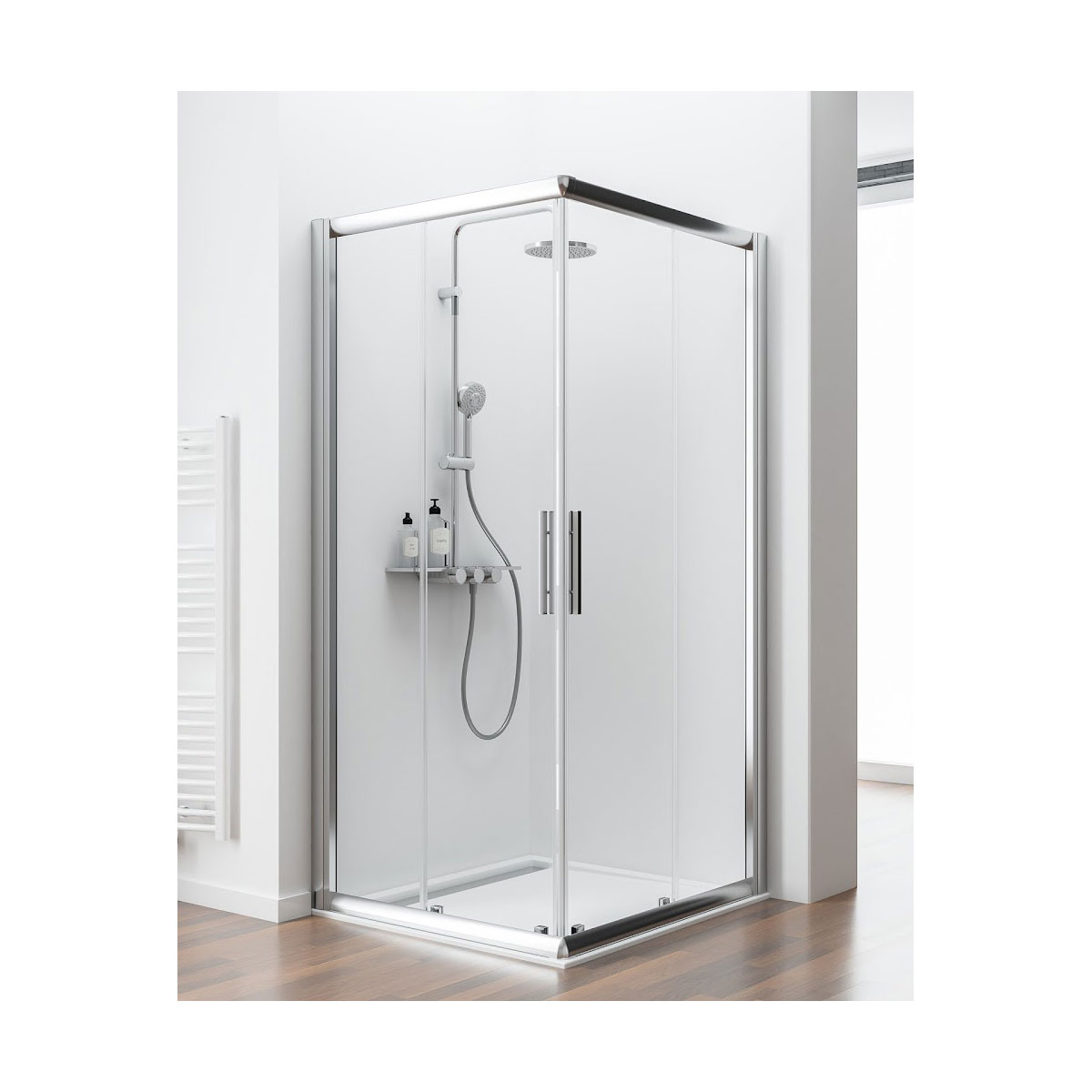 Schulte Eckeinstieg Kristall Trend 185 x 75 x 90 cm chrom klar