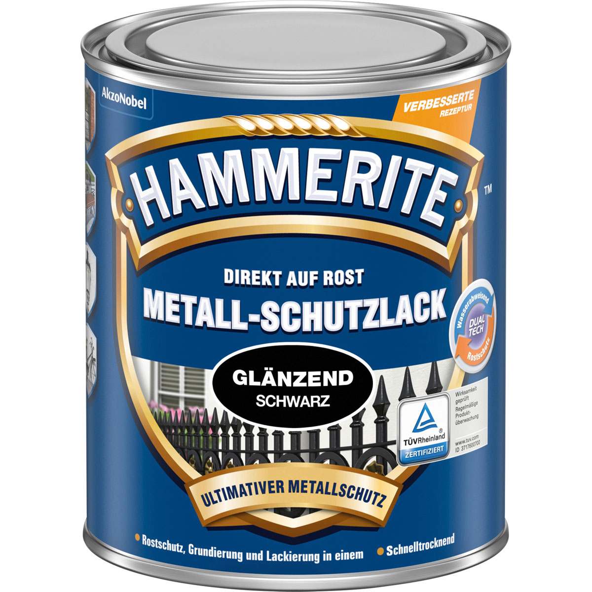 Hammerite Metallschutzlack schwarz glänzend 2,5 L
