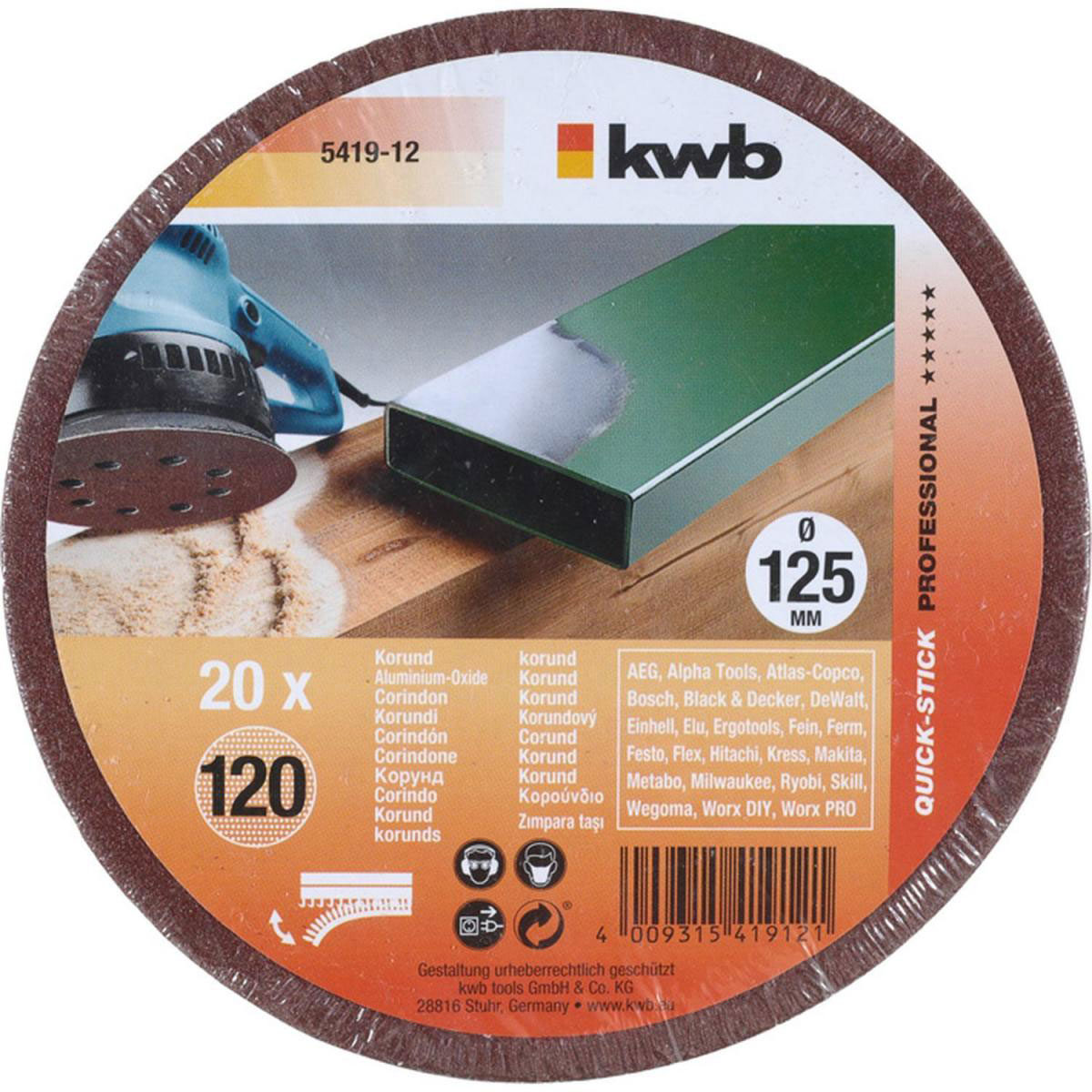 kwb  Schleifscheiben Quick-Stick Holz und Metall Durchmesser 125 mm K120 Bild 2