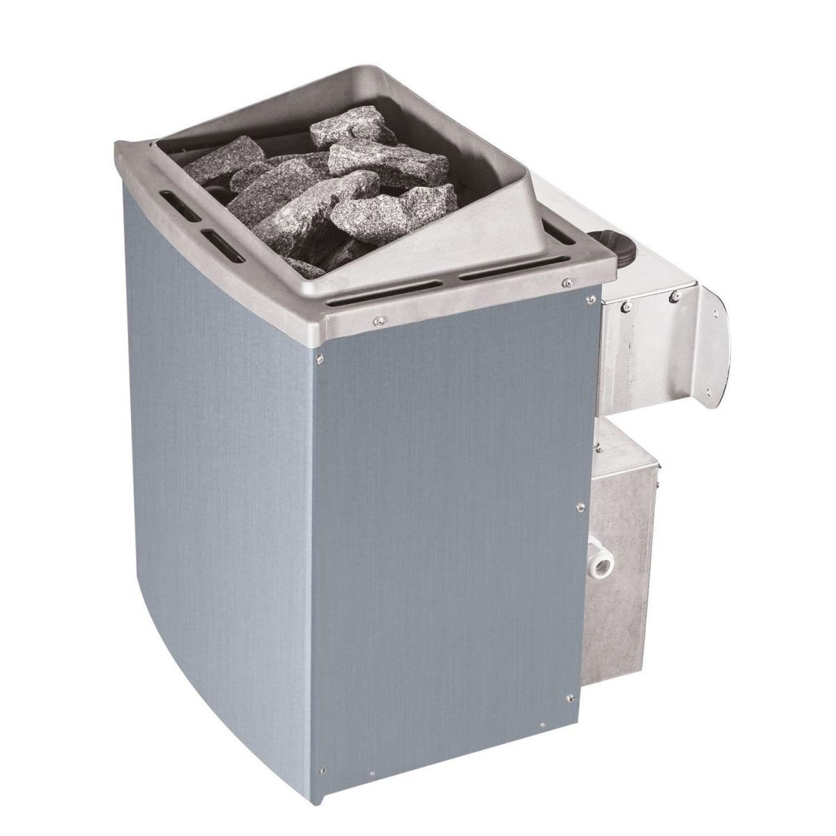 Karibu Sauna Malin Eckeinstieg 9 kW Ofen integr Strg mit Kranz Klarglas-Tür Bild 2