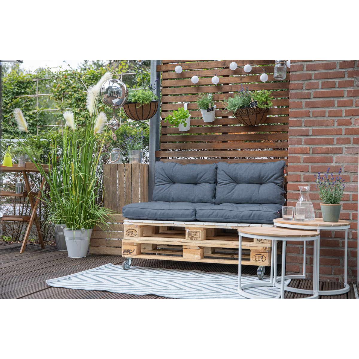 Siena Garden Sitz-/Rückenkissen Almaaz 4-teilig für Euro-Palette grau |  Grau | K000065397