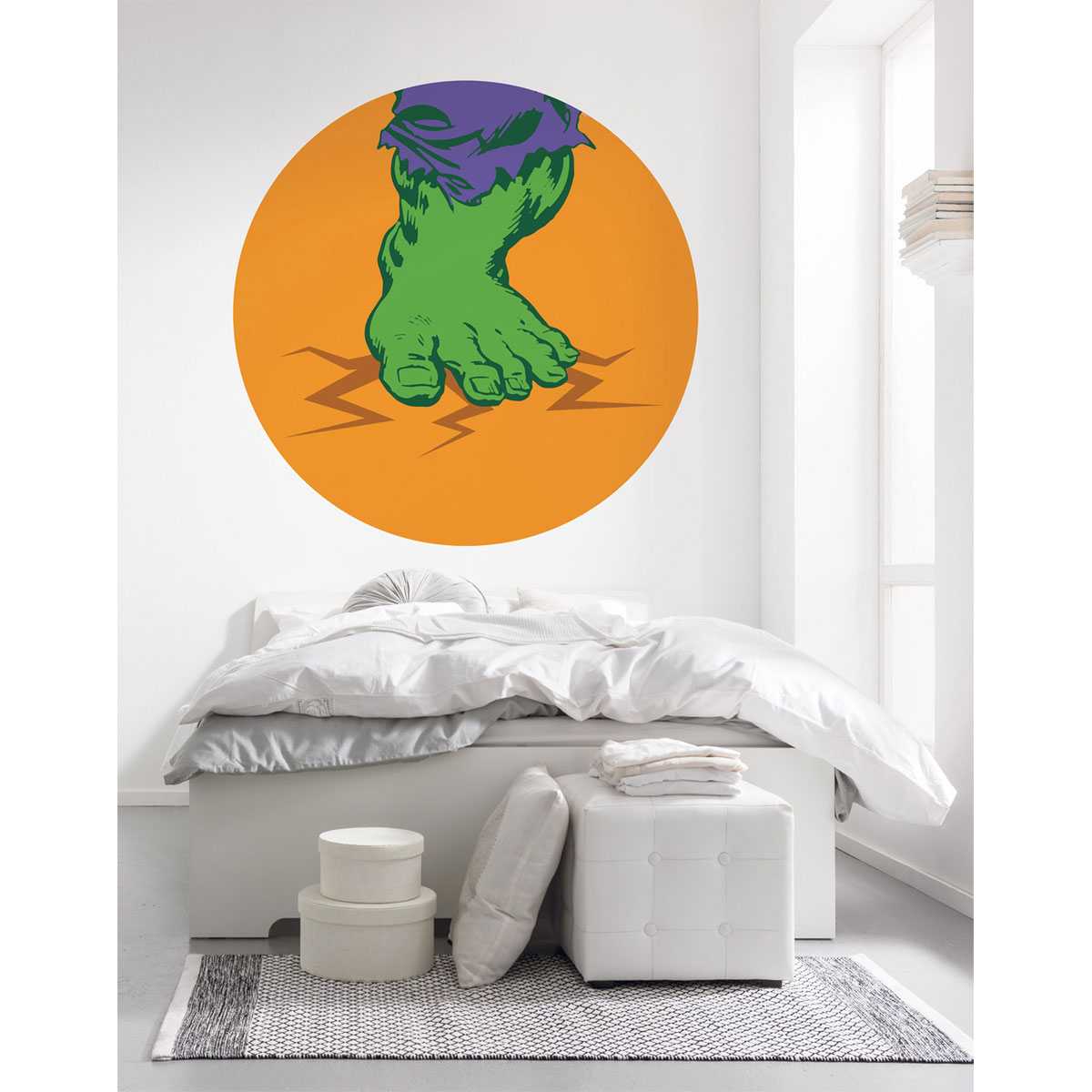 Komar Selbstklebende Vlies Fototapete rund Avengers Hulk's Foot Pop Art Durchmesser 125 cm