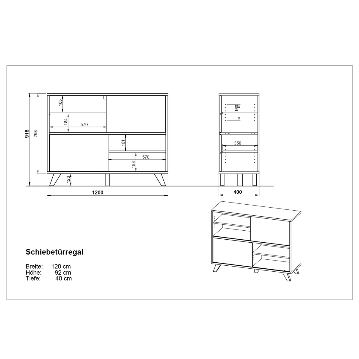 Schiebetürregal 120 x 92 x 40 cm weiß/Navarra Eiche Bild 6