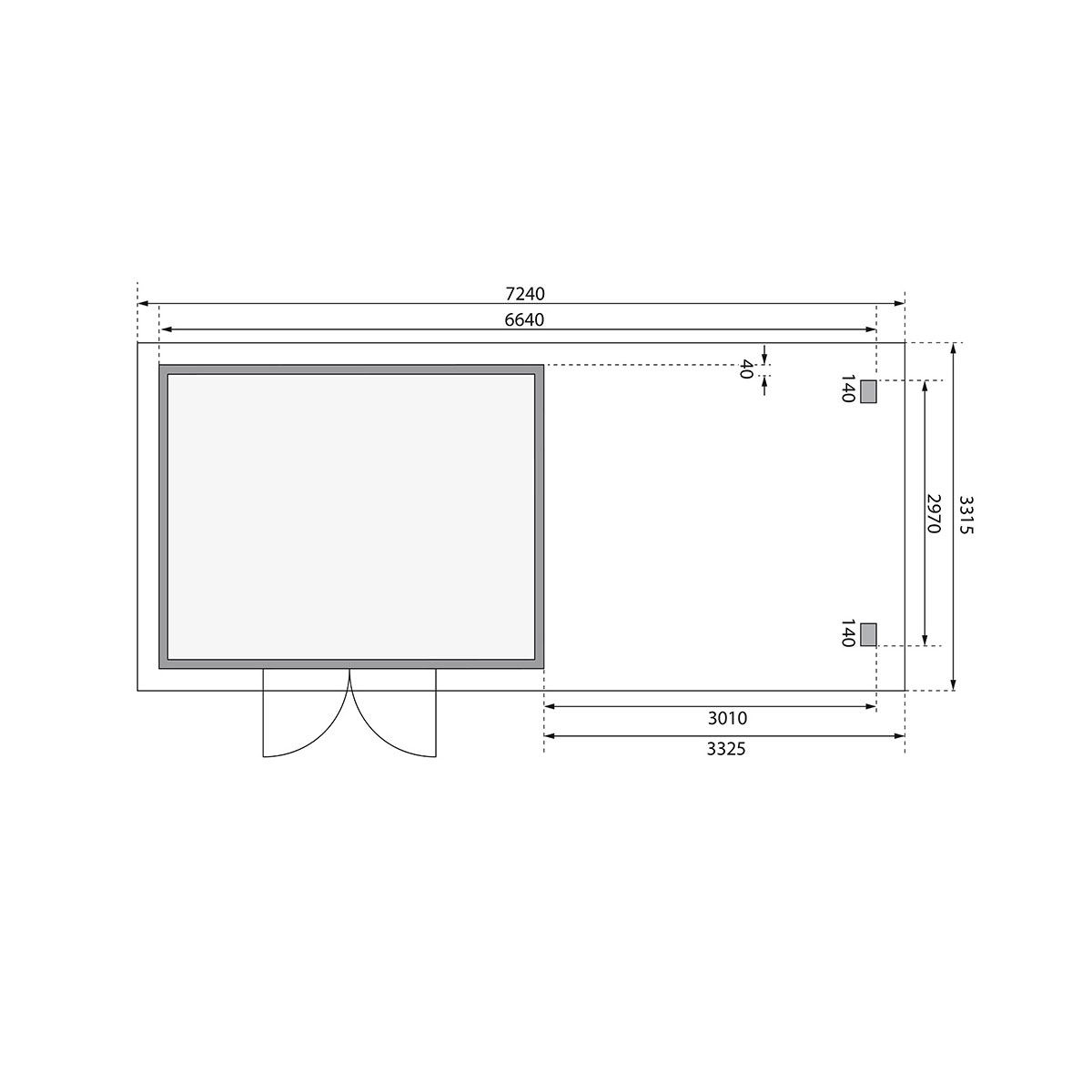 Karibu BBH Northe 4 Set mit Anbaudach terragrau Bild 10