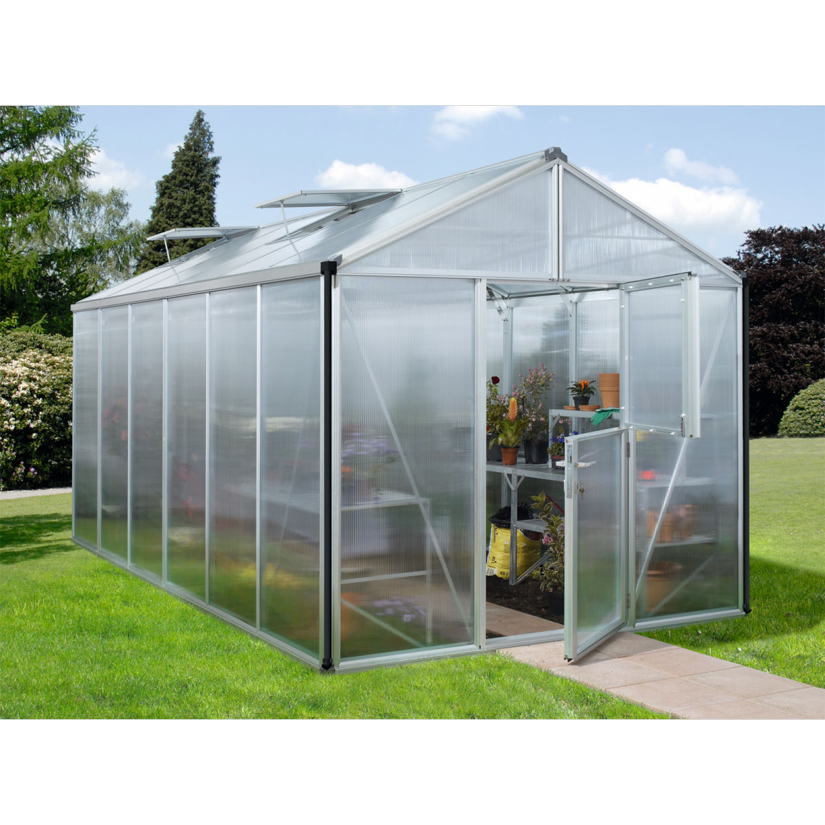 Vitavia Gewächshaus Zeus 11900 ESG 11,9m² 10 mm Hohlkammerplatte schwarz Vitavia Gewächshaus Zeus 11900 ESG 11,9m² 10 mm Hohlkammerplatte schwarz