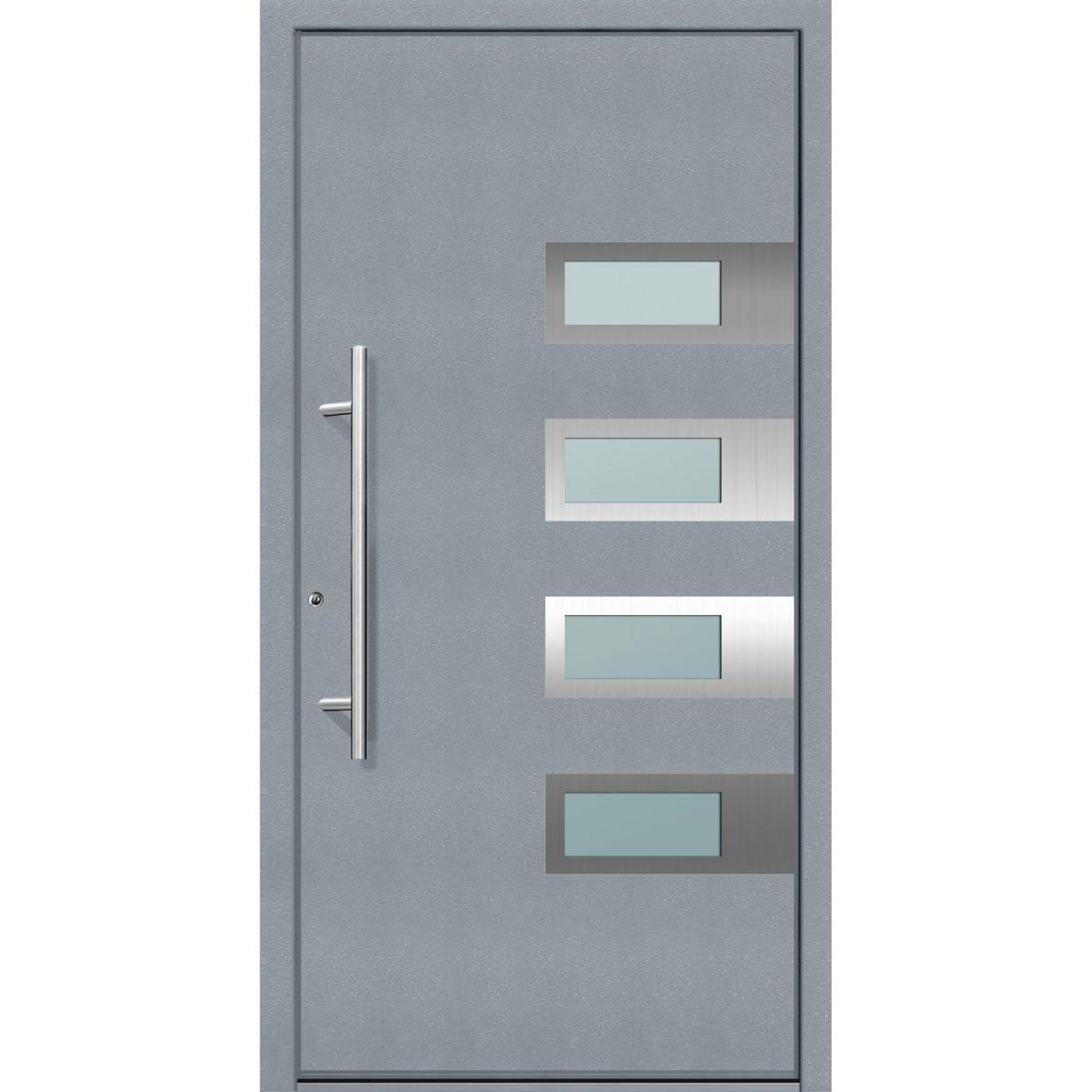 Aluminium Sicherheits-Haustür Neapel Superior 60 mm grau 110 x 210 cm Anschlag links inkl Griffset Bild 1