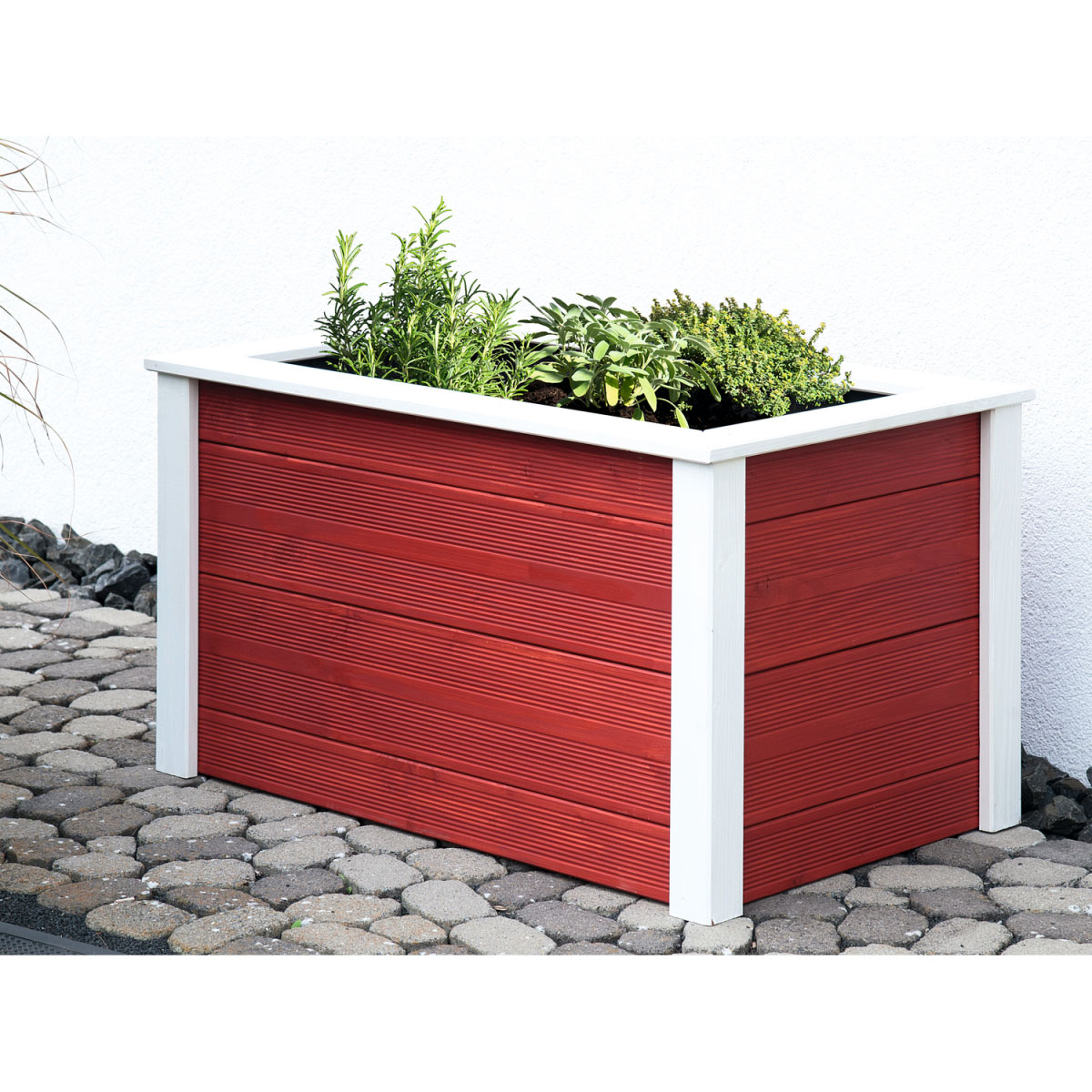 Hochbeet Douglasie 106 x 65 x 60 cm cremeweiß/rot Bild 3