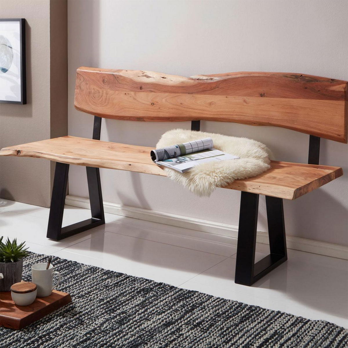 Wohnling Esszimmerbank „Gaya“ 160x83,5x60 cm, Akazie