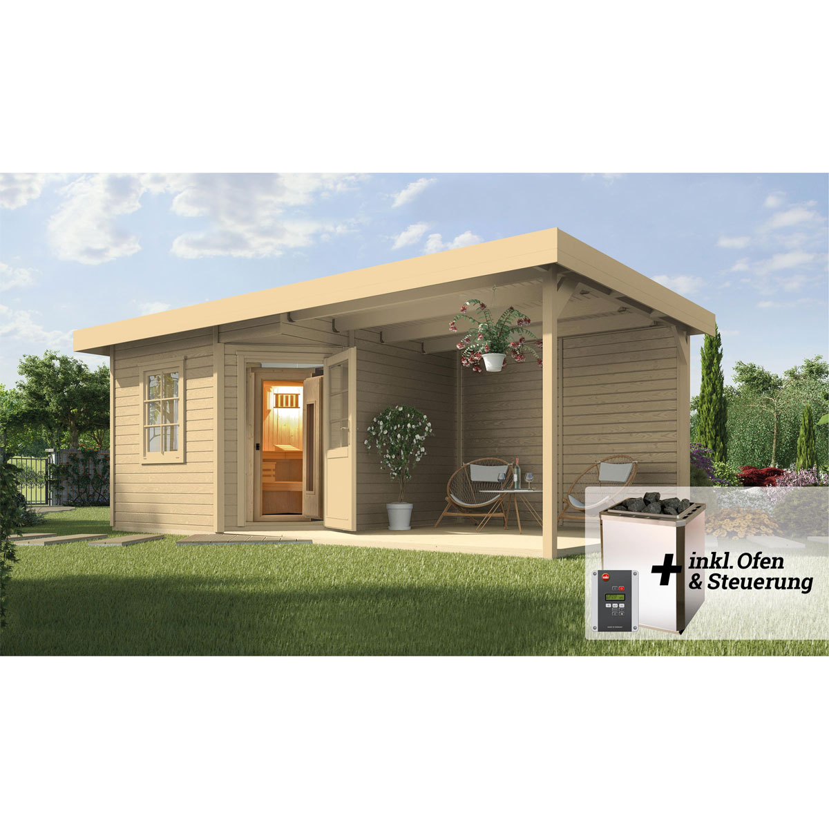 Weka  Saunahaus Salo Größe 1 Sparset 7,5 kW OS natur Bild 2