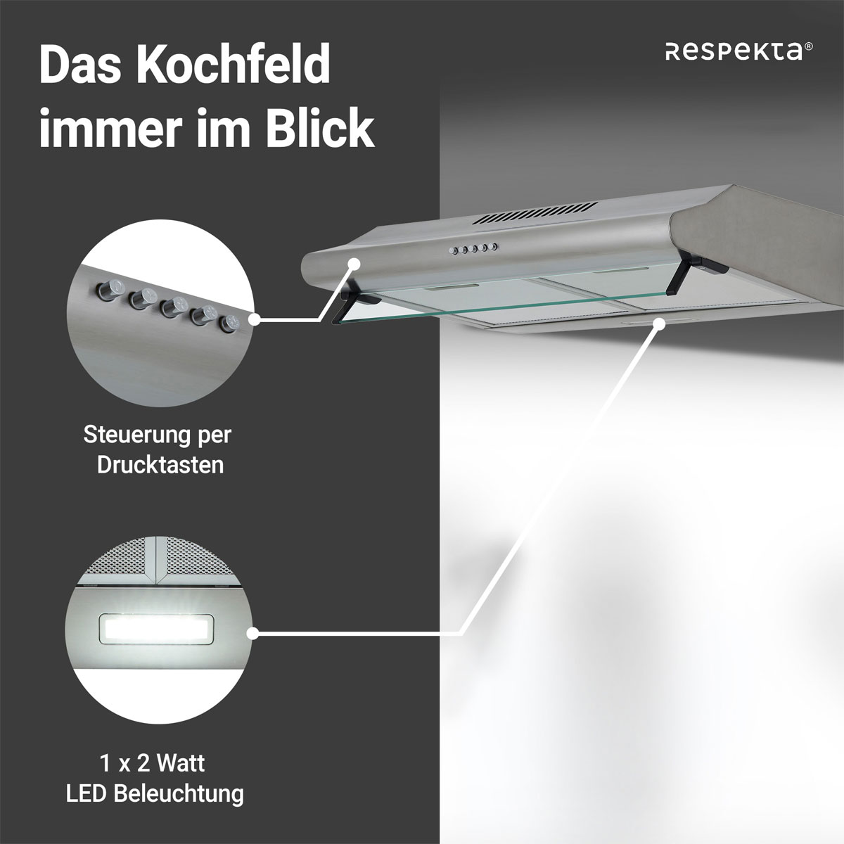 Respekta Tilla Unterbauhaube CH1259IXCN 60 cm Edelstahl Bild 4