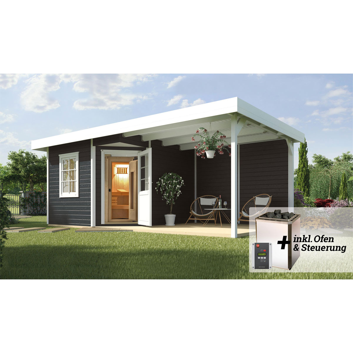 Weka  Saunahaus Salo Größe 1 Sparset 7,5 kW Bio S anthrazit Bild 2