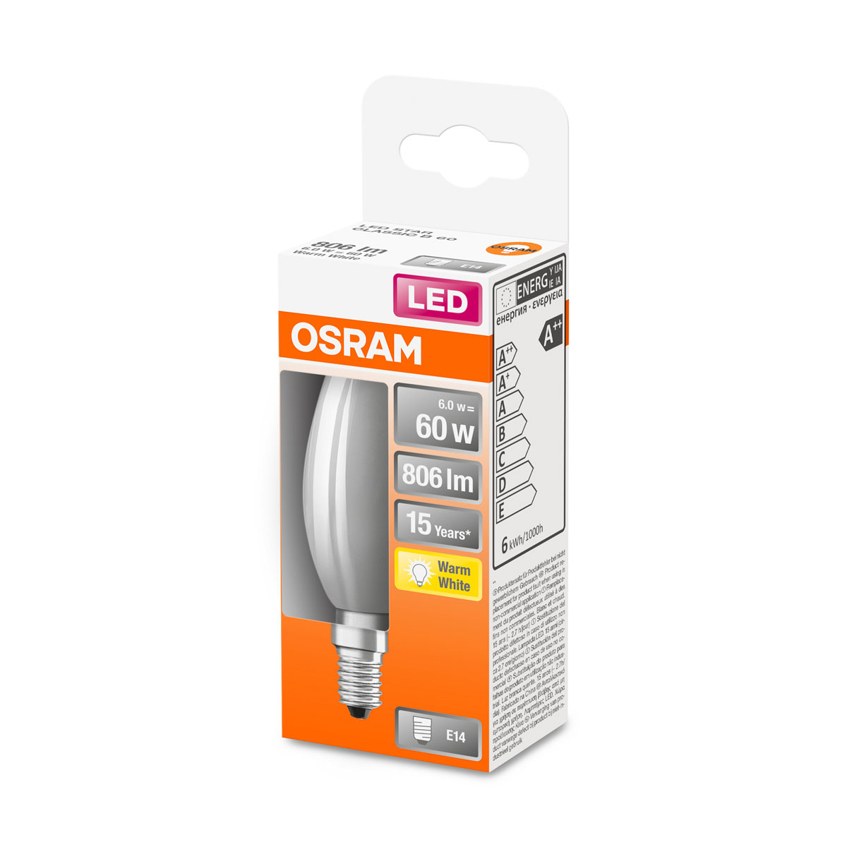 Osram LED-Leuchtmittel E14 warmweiß 60W matt A++ Bild 2