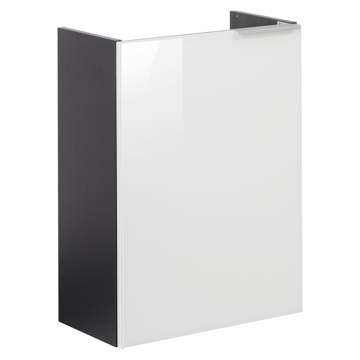Fackelmann Gäste-WC Waschtischunterschrank links SBC 440 x 600 x 243 mm anthrazit/lackiertes Glas Weiß