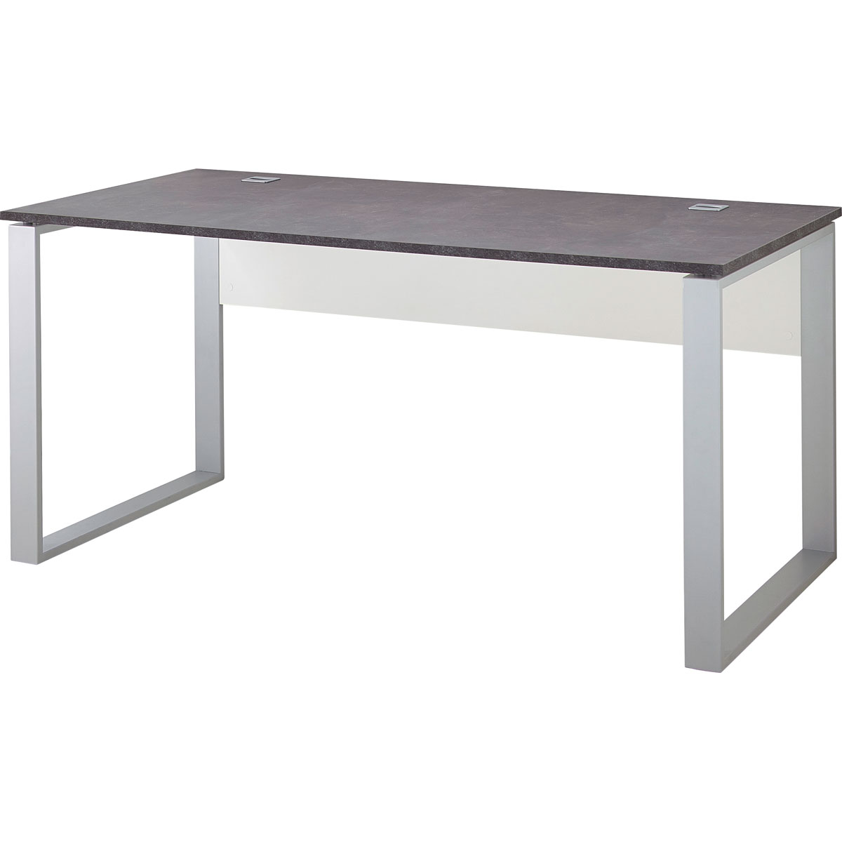 Schreibtisch Altena mit Metallkufen 158 x 75 x 79 cm weiß/Basalto-Dunkel