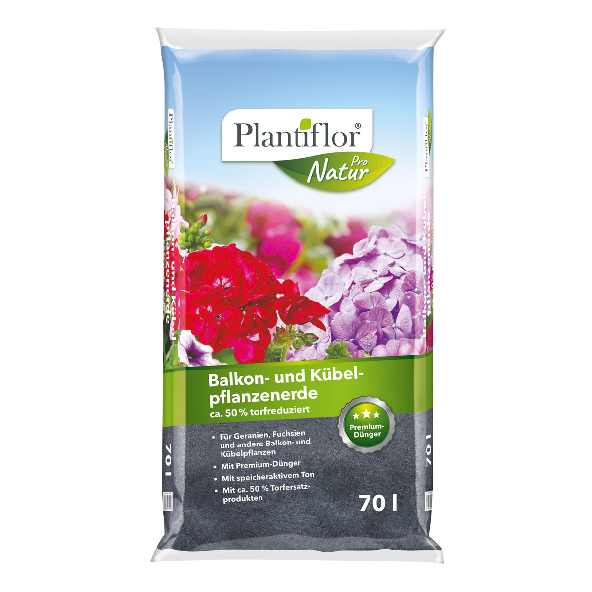 Plantiflor Balkon-/Kübelpflanzenerde 70L
