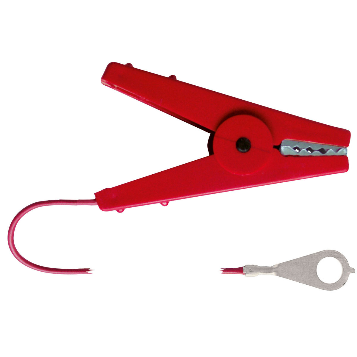 Erd- und Zaunanschlusskabel mit Klemme 100 cm rot