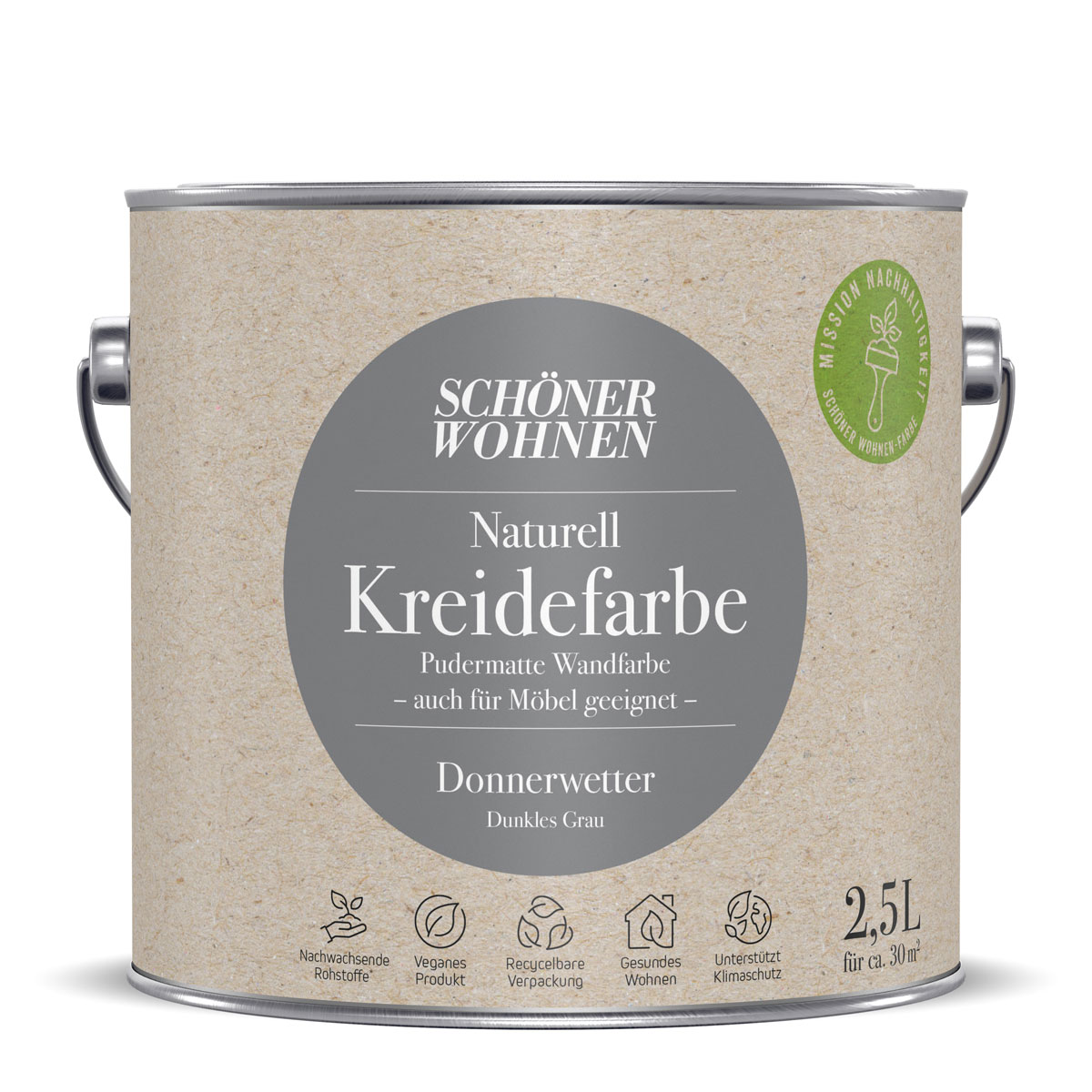 Schöner Wohnen Farbe Naturell Kreidefarbe 2,5 L Donnerwetter