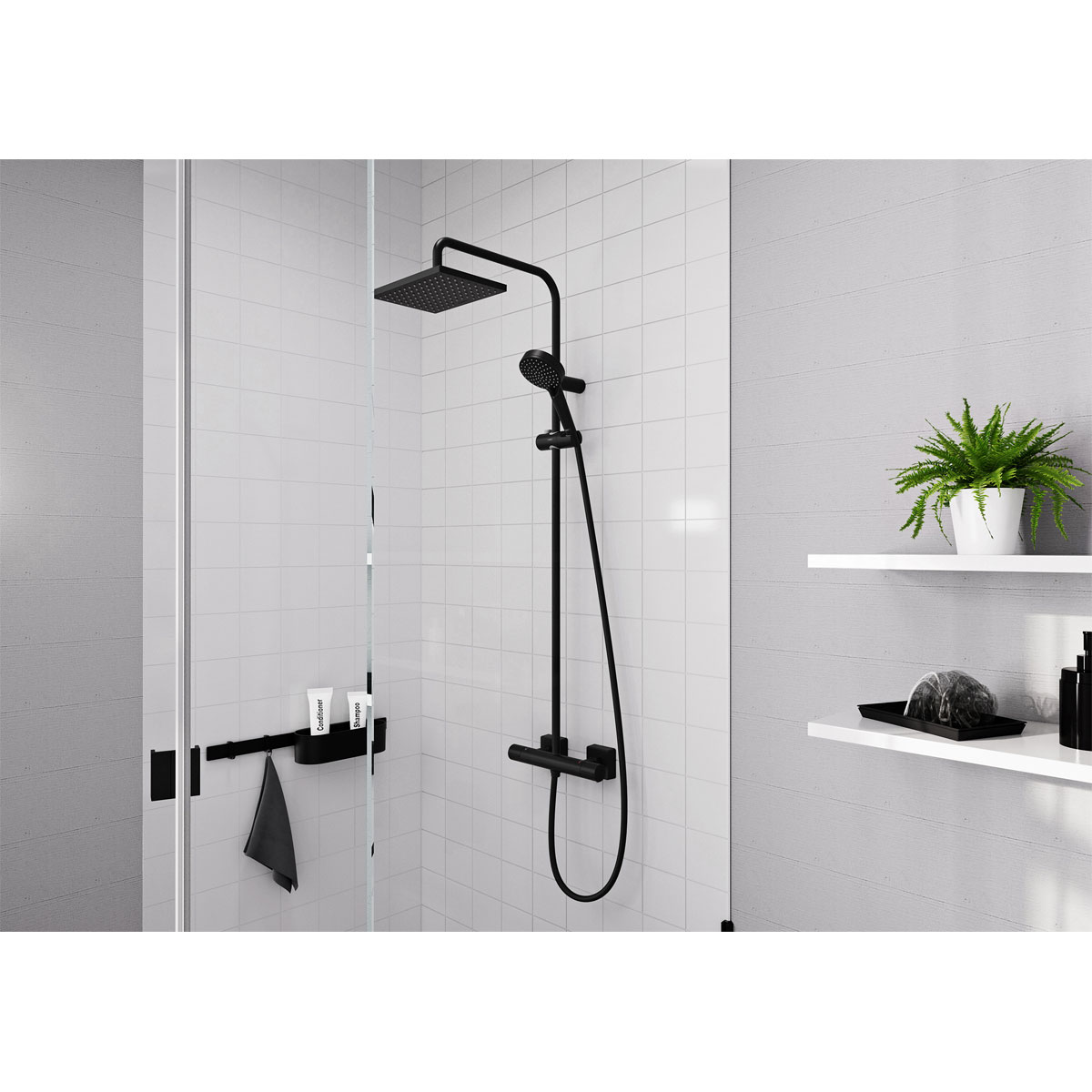 Hansgrohe Duschsystem Vernis Shape mit Thermostat mattschwarz Bild 2