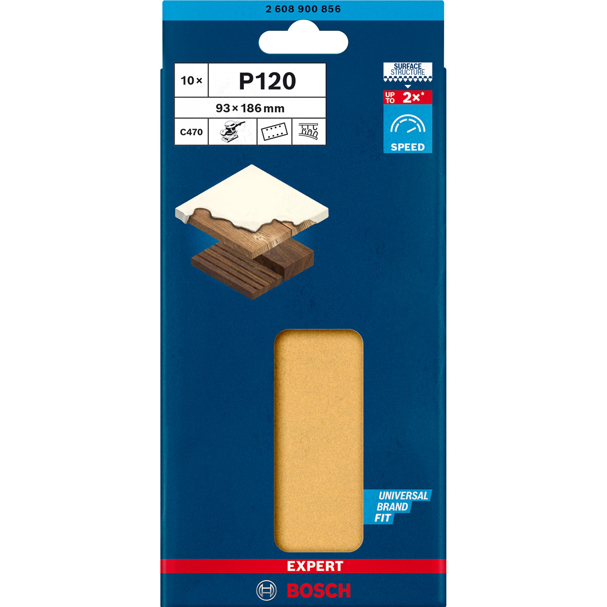 Bosch Professional  Expert C470 Schleifpapier mit 8 Löchern für Schwingschleifer 93 x 186 mm G 120 10- teilig  Bild 2