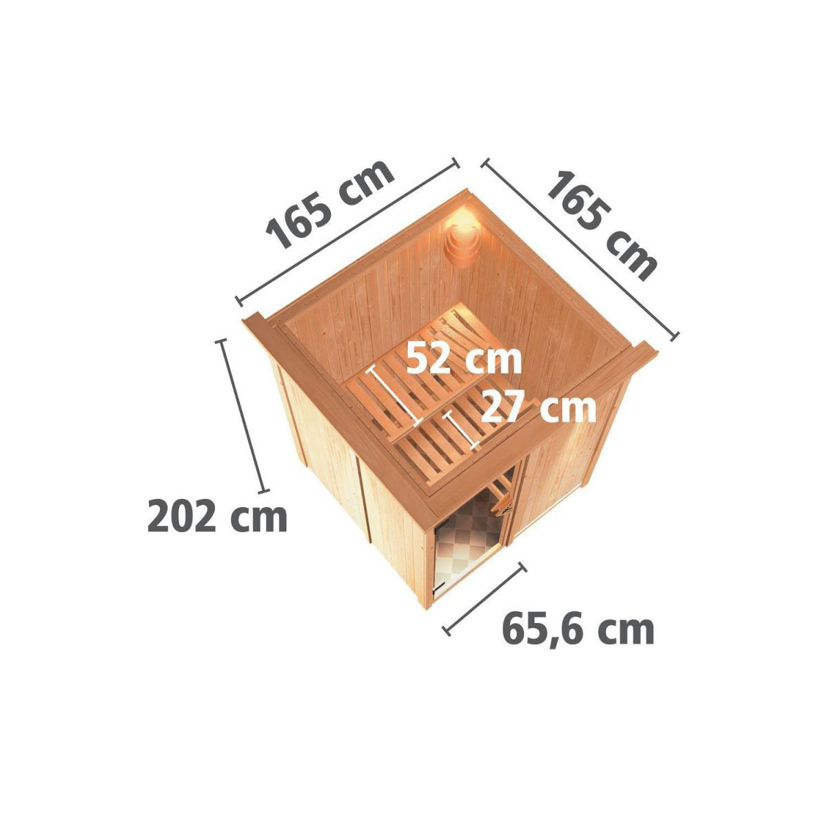 Karibu Sauna Minja Fronteinstieg 3,6 kW Bio Ofen externe Strg modern mit Kranz Klarglas-Tür Bild 12