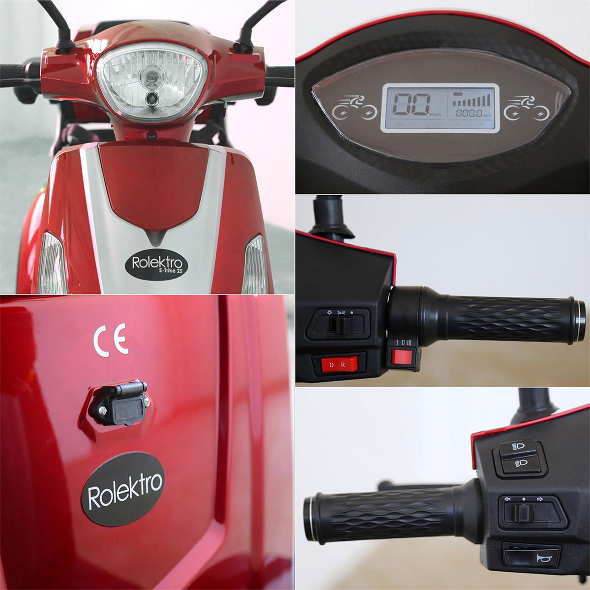Rolektro E-Dreiradroller „25 V.2“, rot Bild 6