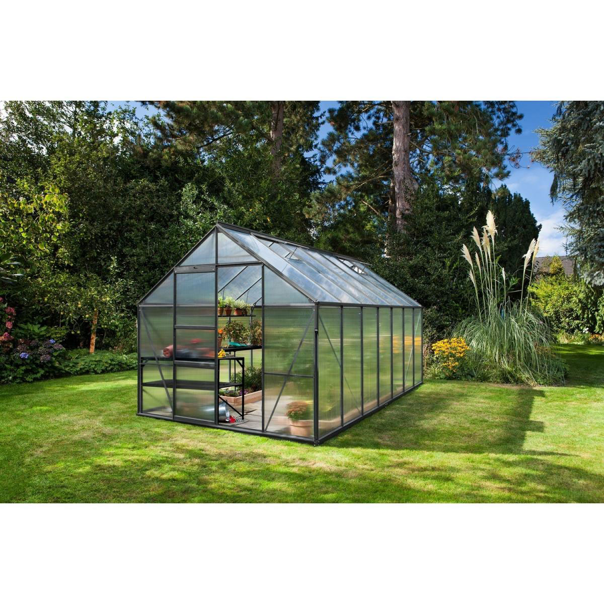 Vitavia Gewächshaus Merkur 11500 11,5m² 3 mm Einscheibensicherheitsglas schwarz