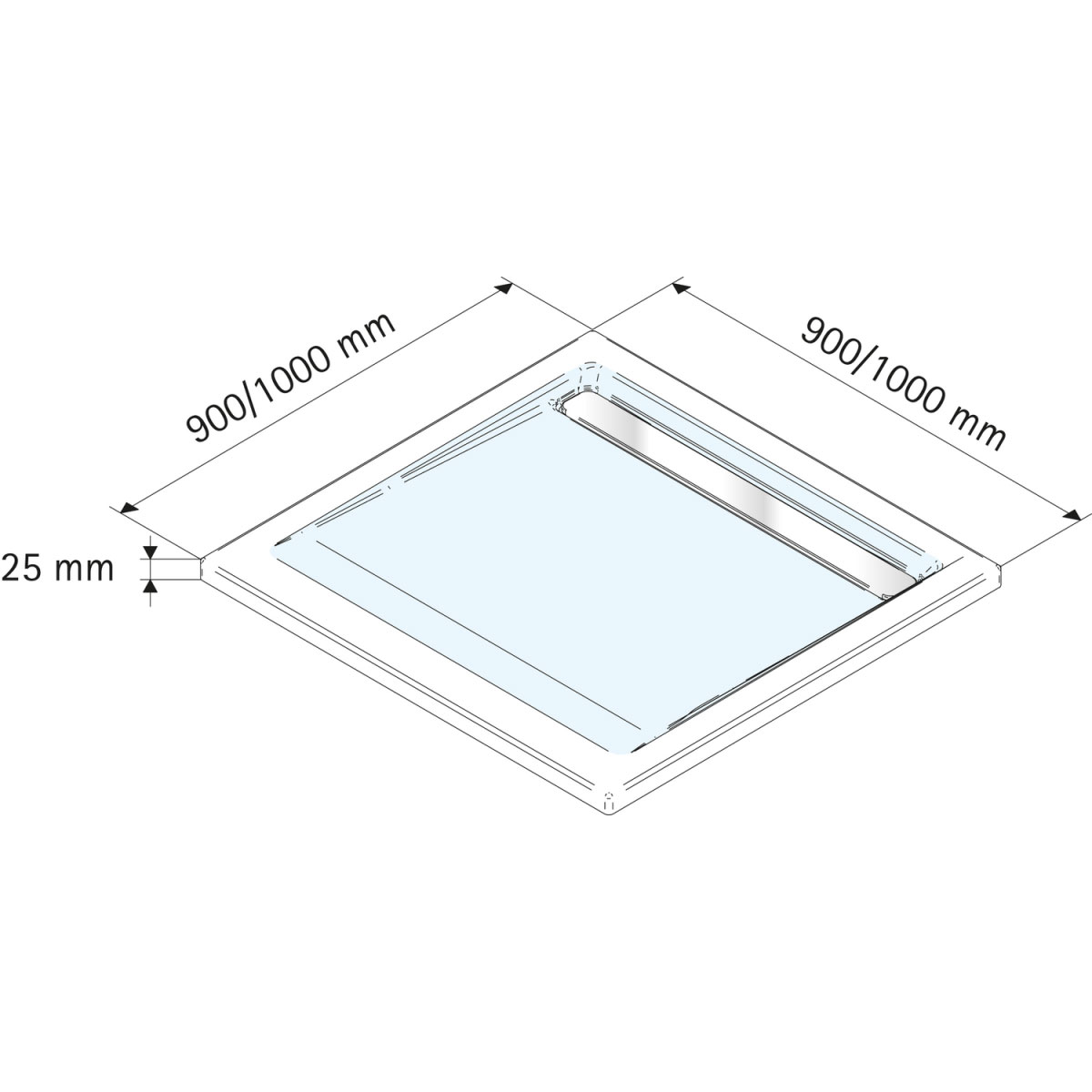 Schulte Duschwanne Quadrat extra flach Rinne 900 x 900 mm Alpinweiß Bild 2
