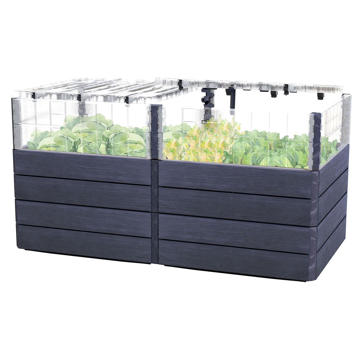Garantia Hochbeet Ergo Quadro TurboPlus 2 L 80 Wood, inkl. FLORA Wassersparsystem