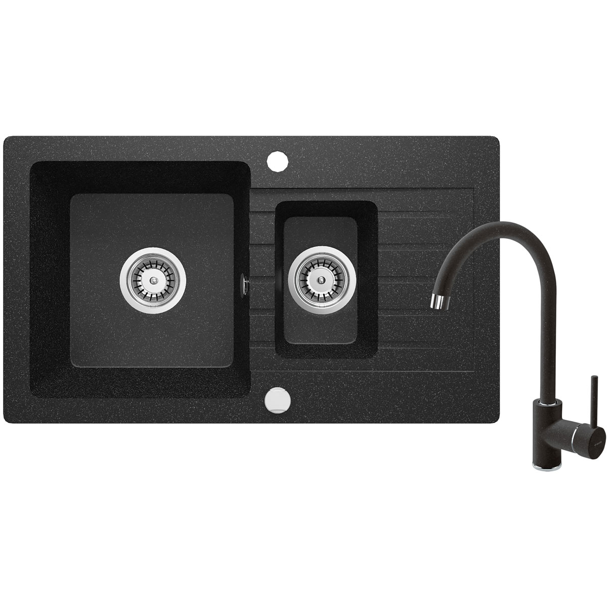 deante  Granitspülen-Set ZORBA mit Armatur graphit
