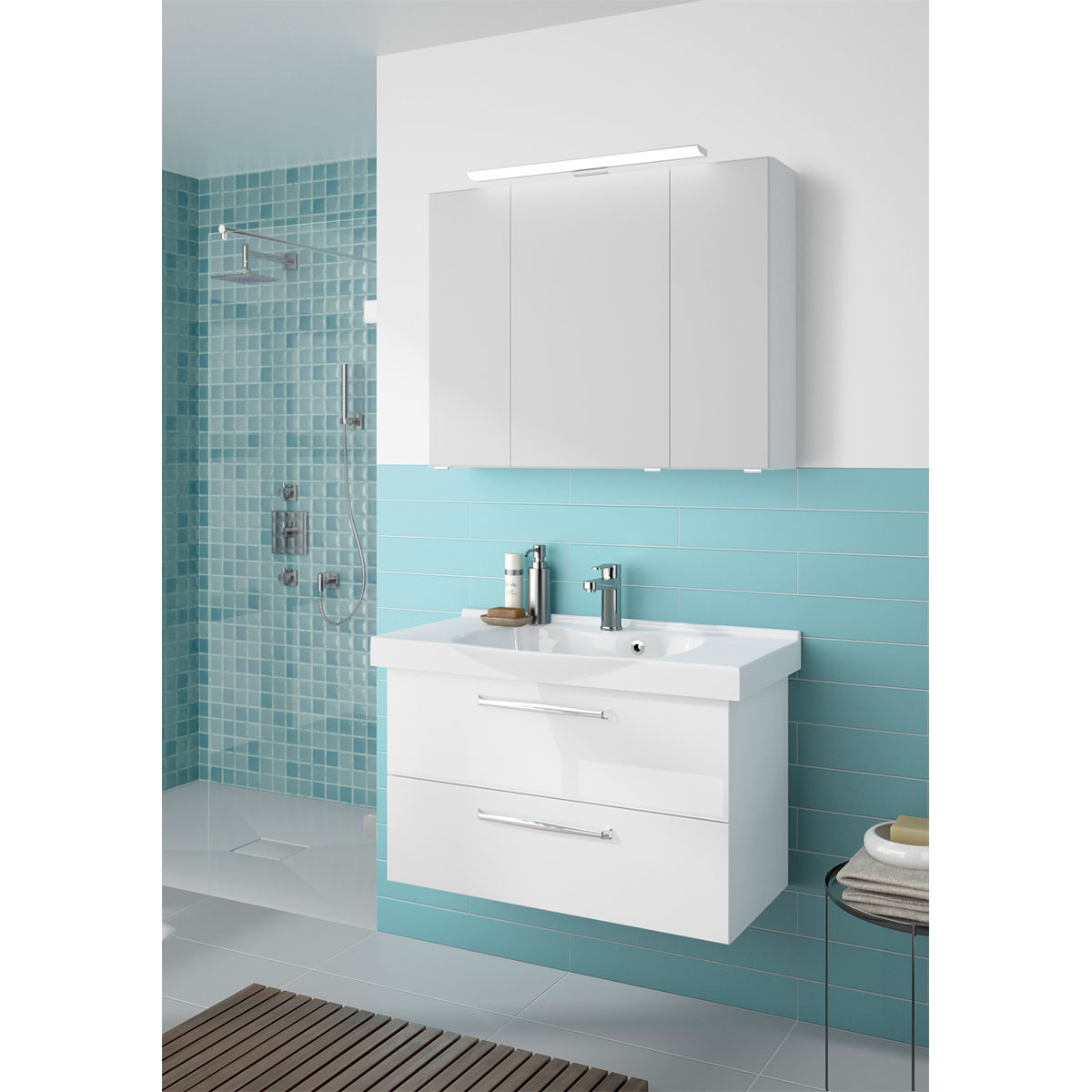 Pelipal LED-Spiegelschrank Trentino inkl Leuchtmittel weiß 90 x 70 x 20 cm Bild 2