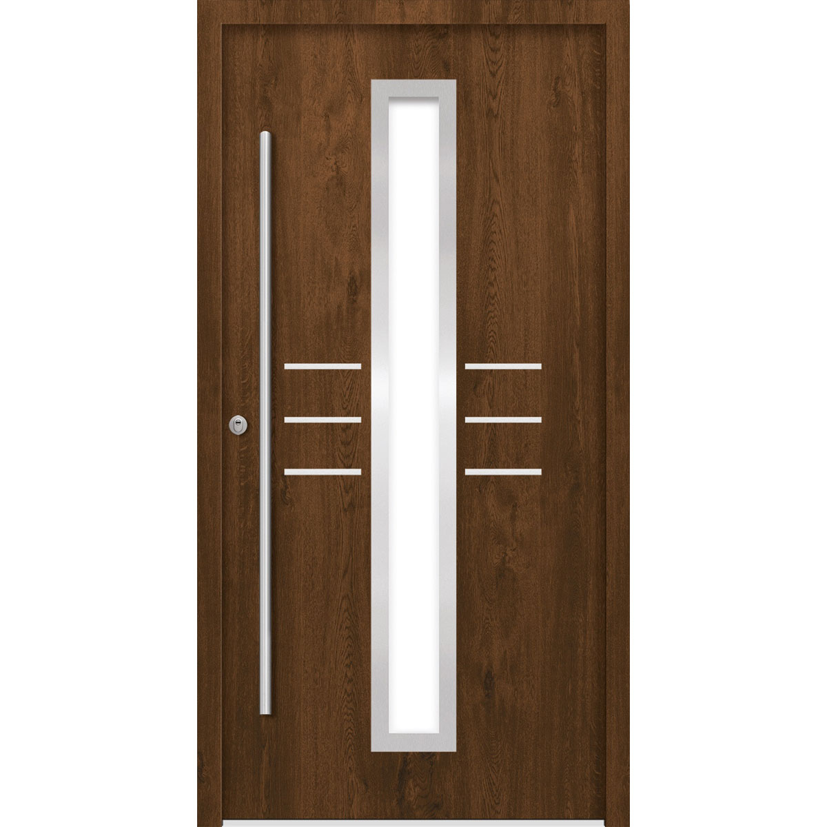 SplenDoor Premium-Haustür Passivedoor Lund RC2 energiesparend einbruchsicher nussbaum 100 x 210 cm links