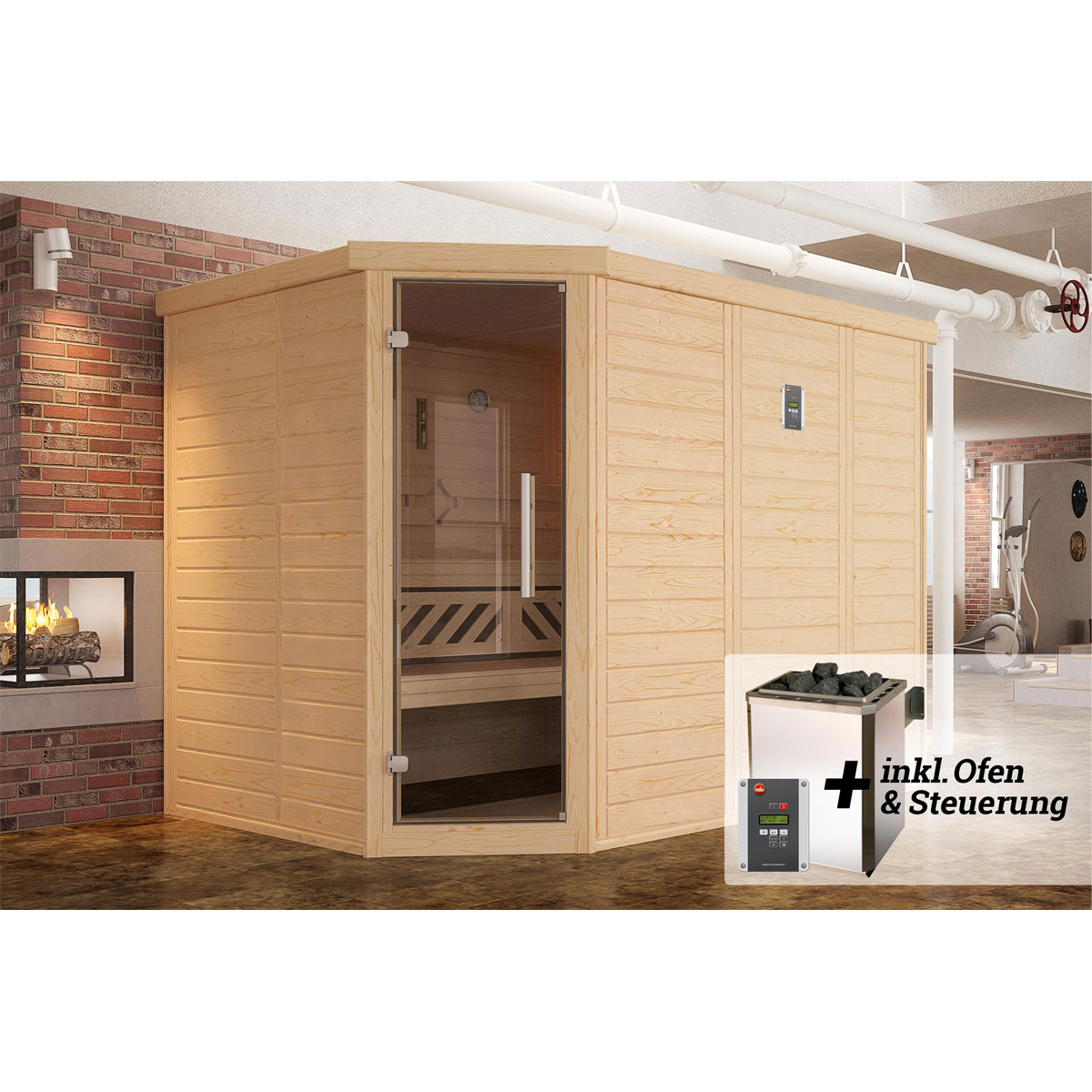 Weka  Premium Massivholz-Elementsauna Kemi Größe 2 Sparset 7,5 kW Bio S Bild 2