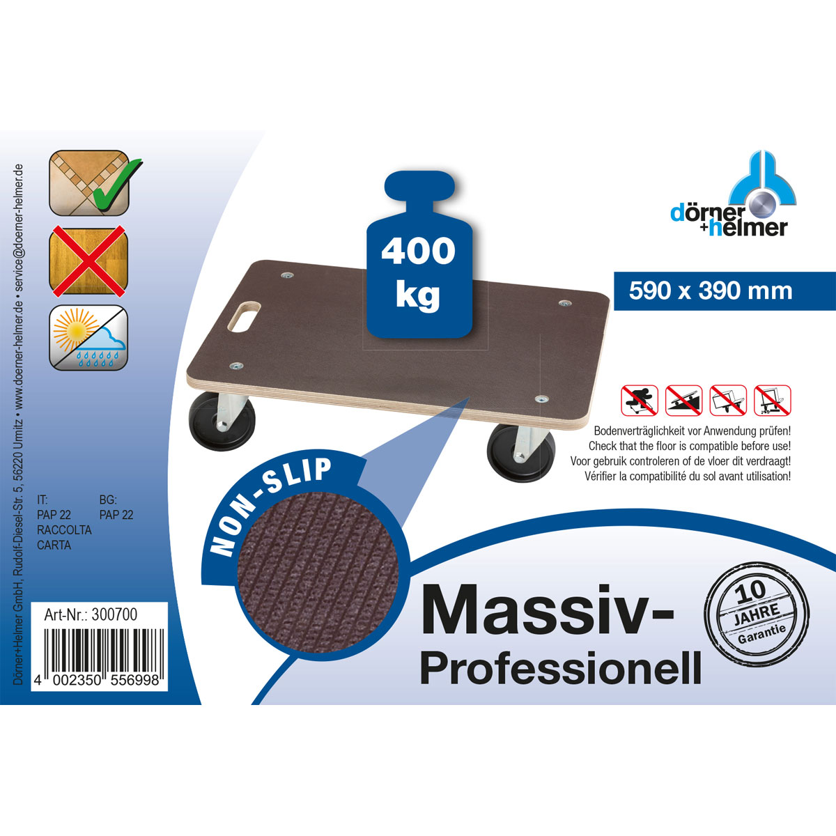 Dörner + Helmer  Transportroller "Massiv Pro" 590x390 mm Bild 2