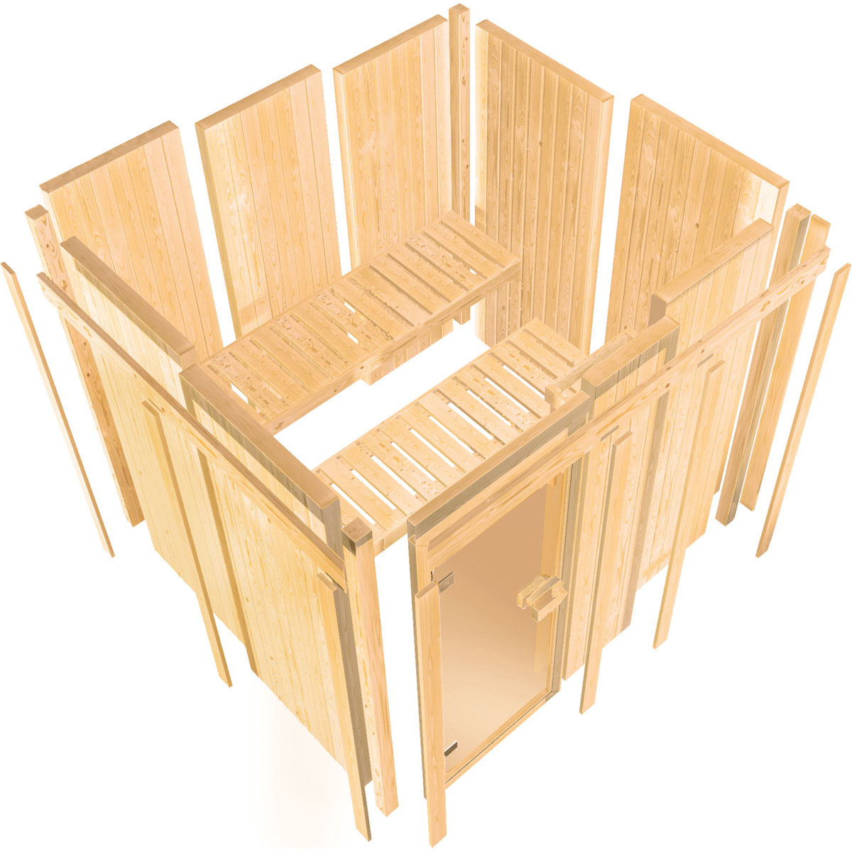 Karibu Sauna Ainur 3 naturbelassen externe Steuerung ohne Kranz Bild 8