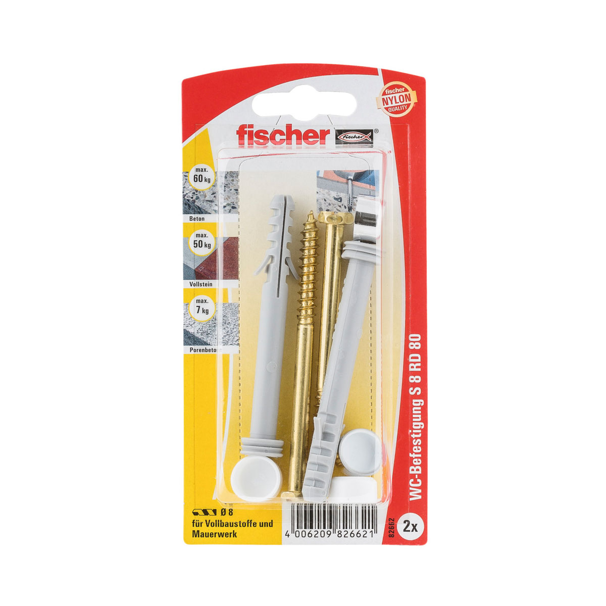Fischer  WC-Befestigung S 8 RD 80 mm 2 Stück Fischer  WC-Befestigung S 8 RD 80 mm 2 Stück