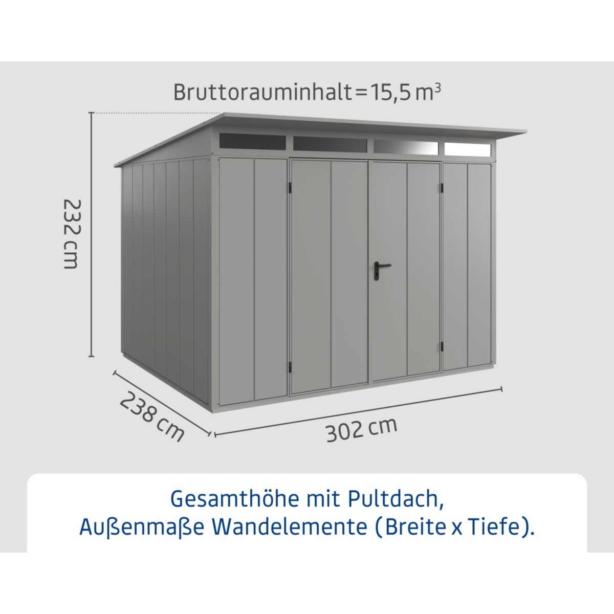 EcoStar  Gerätehaus Elegant-PTyp 3RAL9007 2 flg Bild 3
