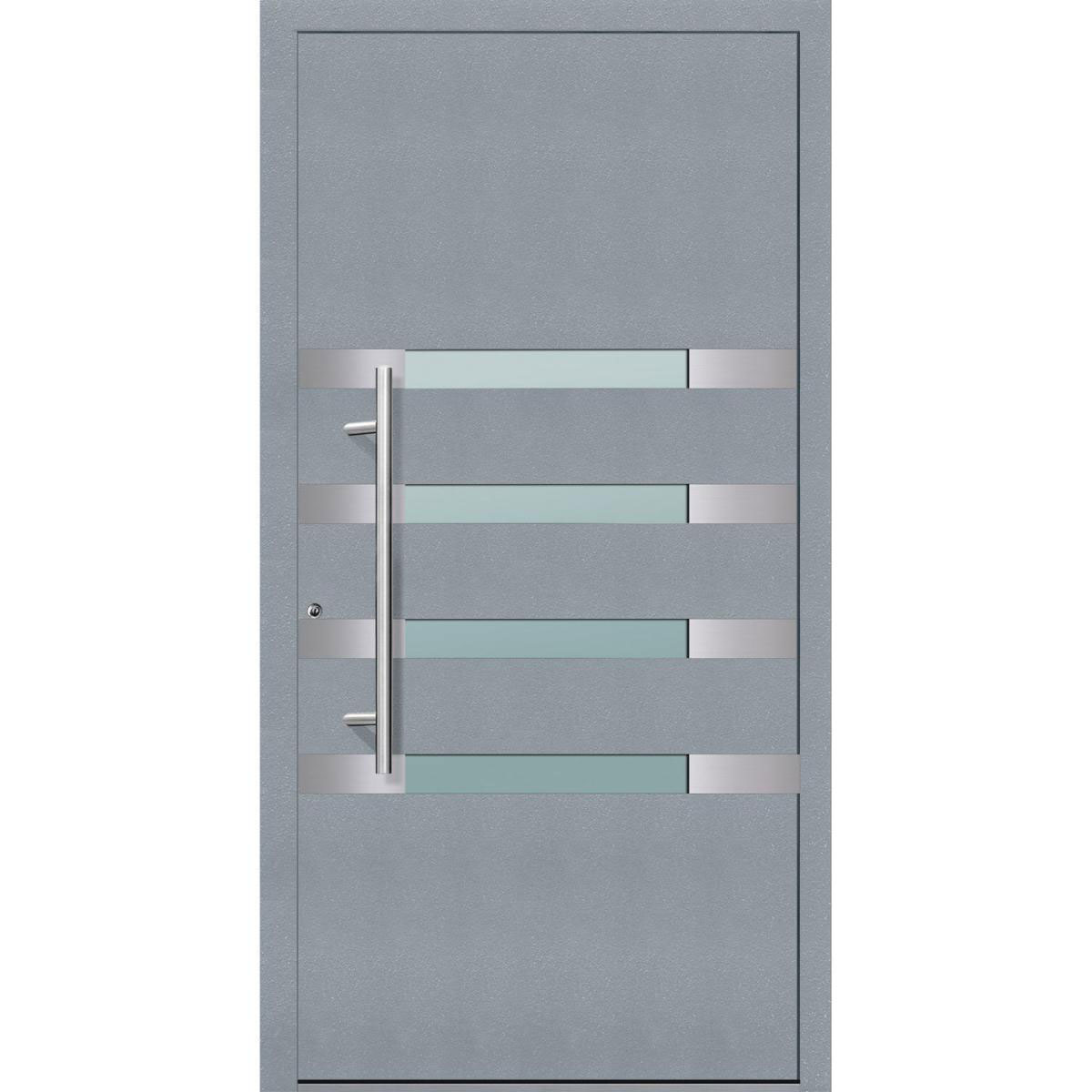 Aluminium Sicherheits-Haustür Brescia Exklusiv 75 mm grau 100 x 210 cm Anschlag links inkl Griffset