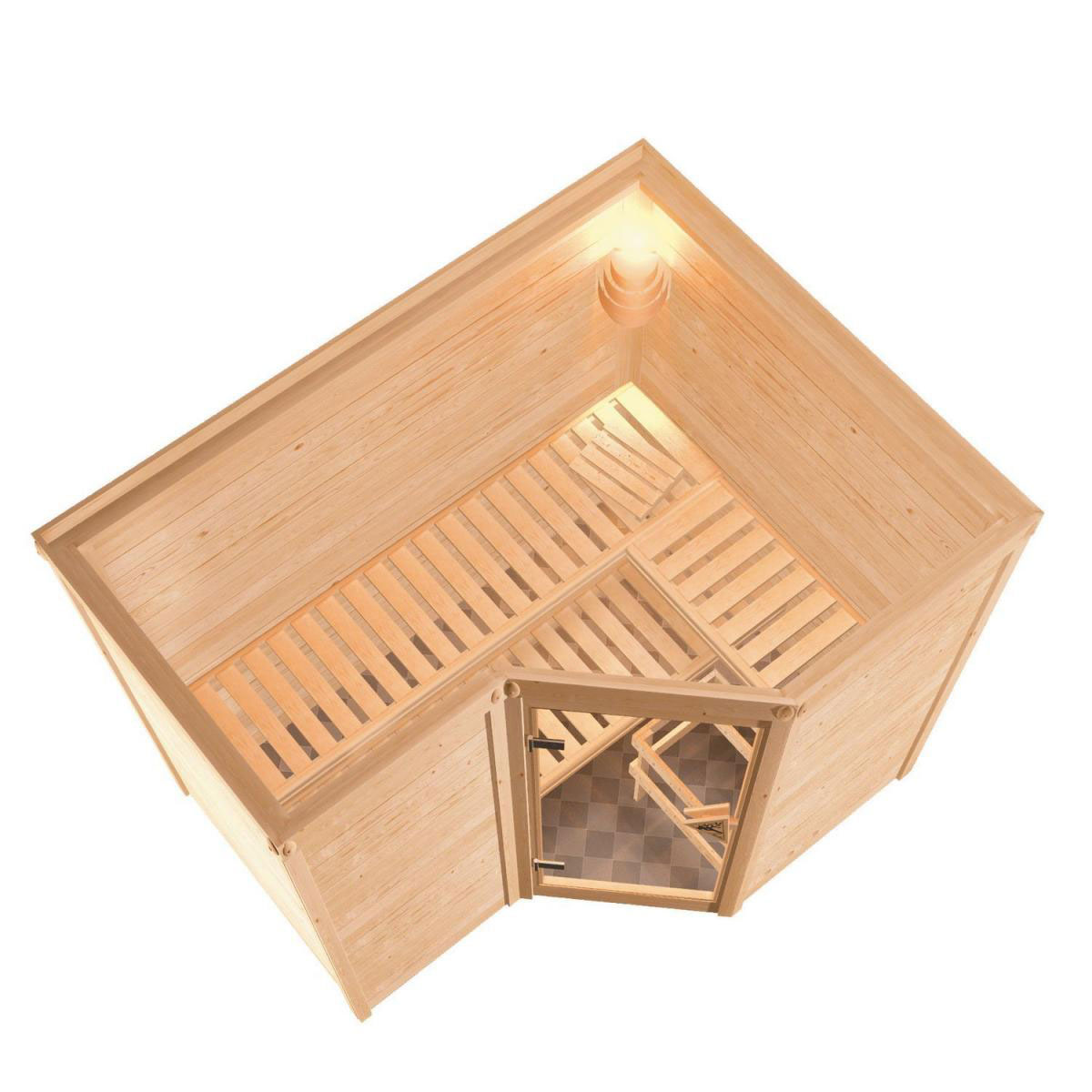 Karibu Massivholzsauna Sahib 2 40 mm ohne Ofen ohne Dachkranz Bild 4