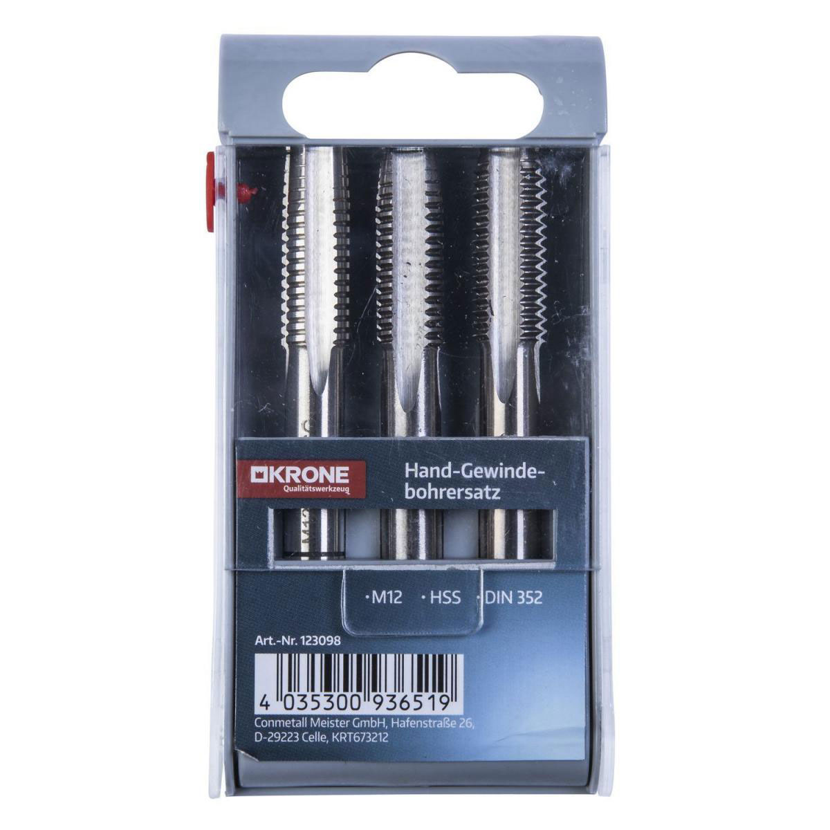 Krone Gewindebohrer-Satz HSS M12 3-teilig Bild 2