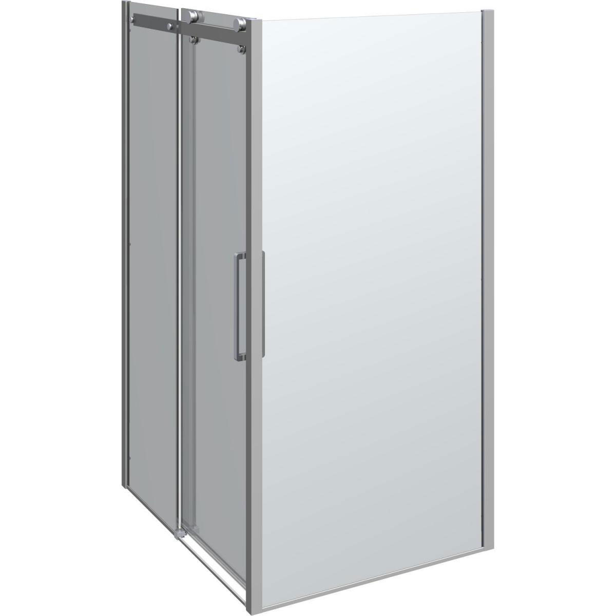 Scanbad Schiebetür mit Panel Deluxe 120 x 100 cm Chrom/Klar